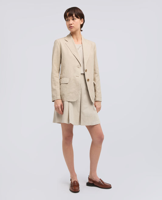 GONNA IN GABARDINE DI COTONE E LINO TINTO CAPO - BEIGE - ASPESI