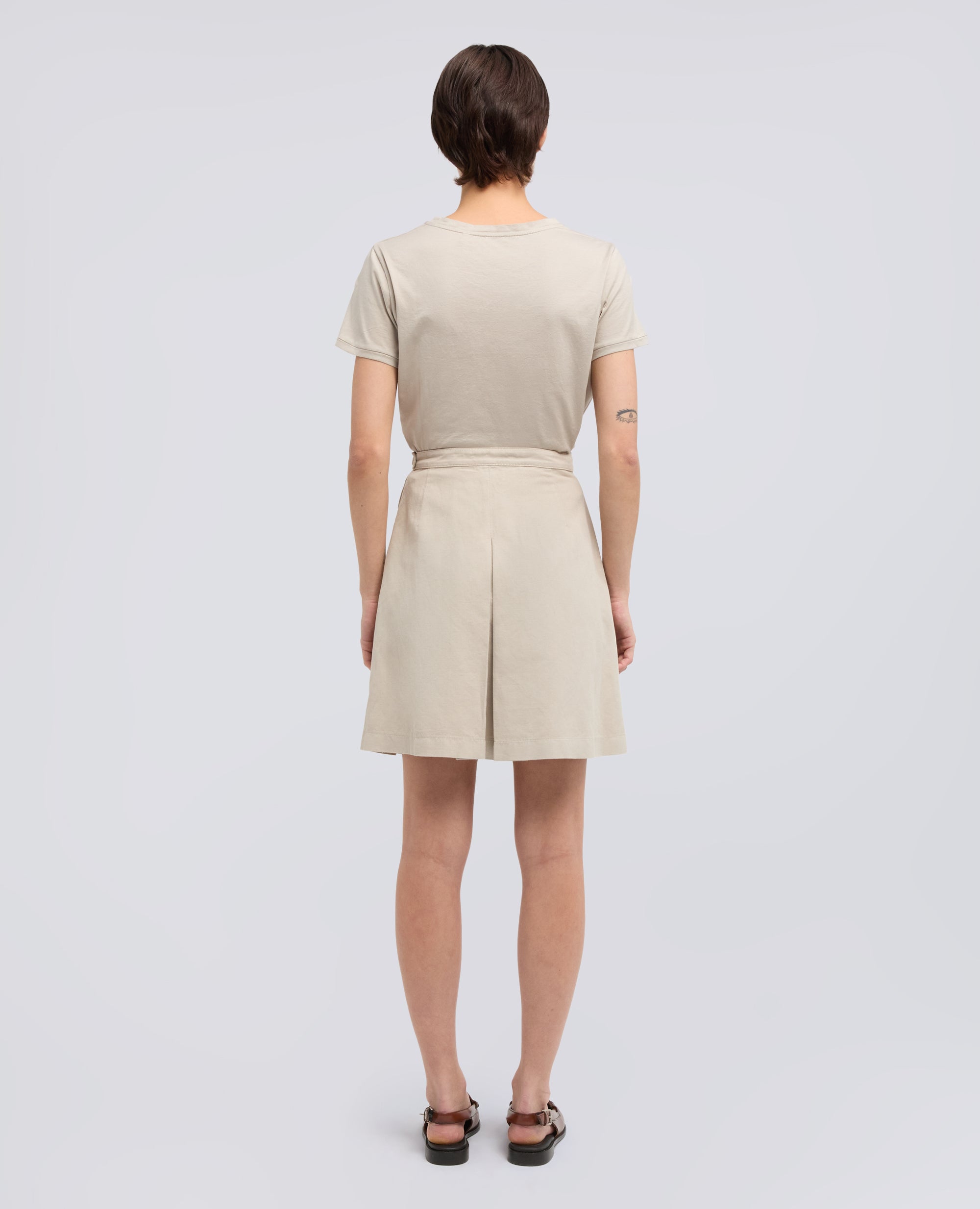 GONNA IN GABARDINE DI COTONE E LINO TINTO CAPO - BEIGE - ASPESI