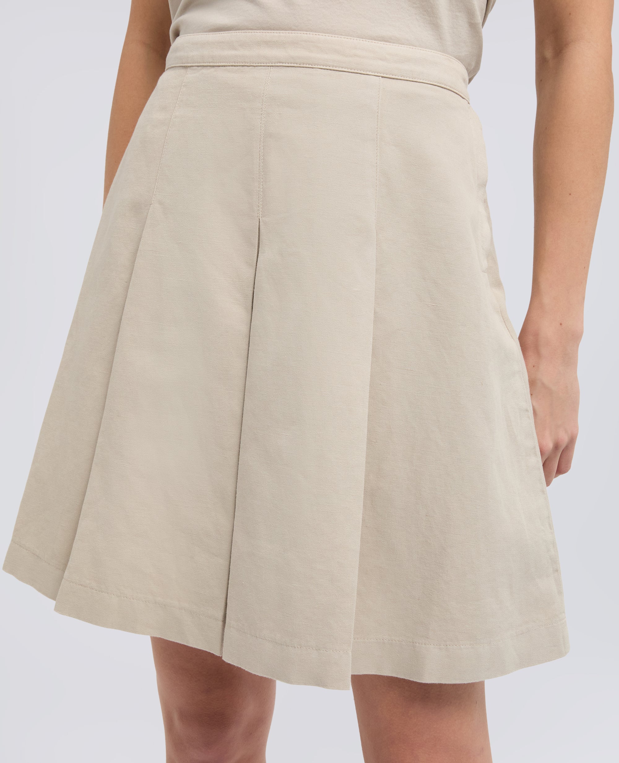 GONNA IN GABARDINE DI COTONE E LINO TINTO CAPO - BEIGE - ASPESI