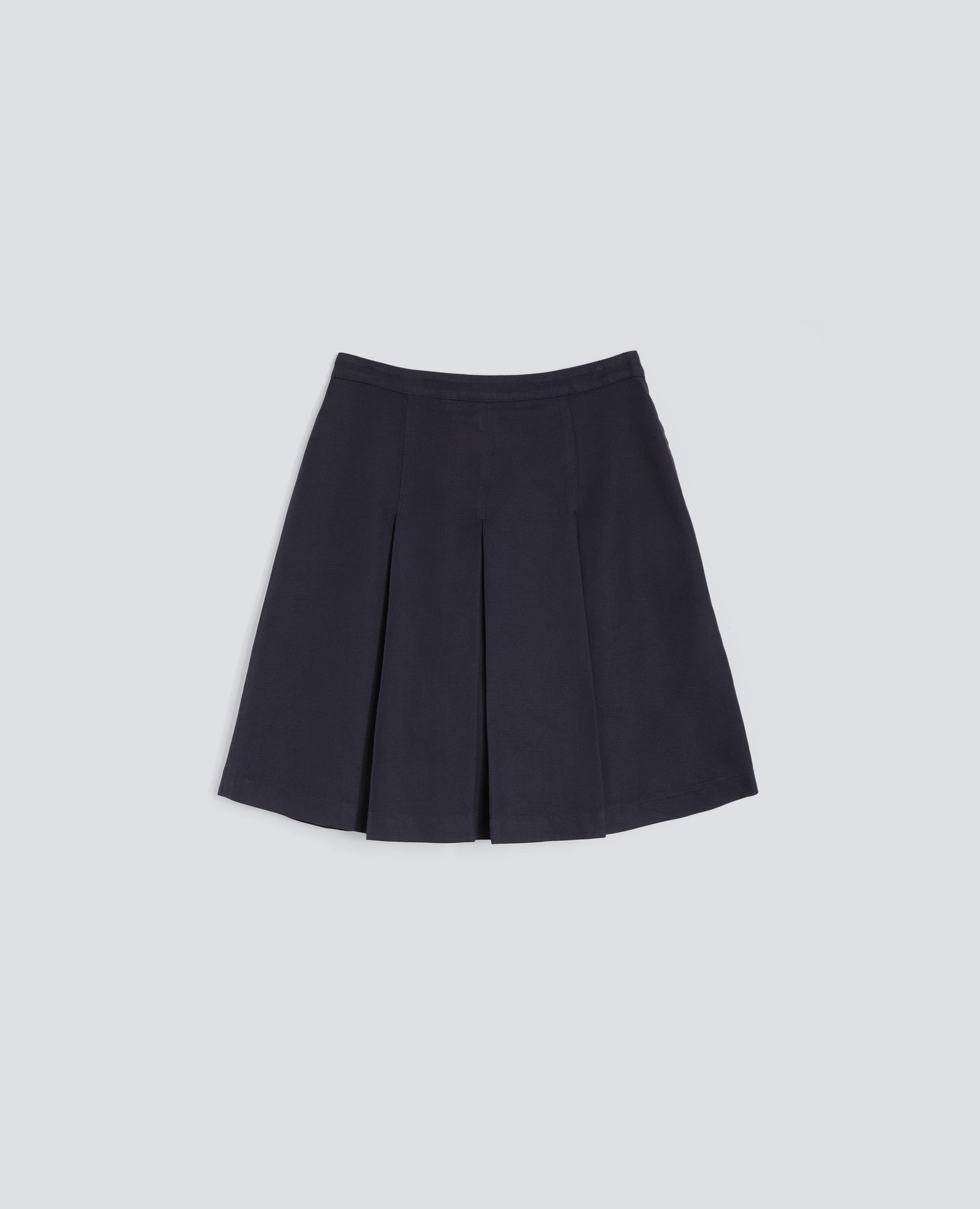 GONNA IN GABARDINE DI COTONE E LINO TINTO CAPO - BLU - ASPESI
