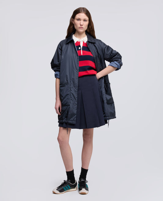 GONNA IN GABARDINE DI COTONE E LINO TINTO CAPO - BLU - ASPESI