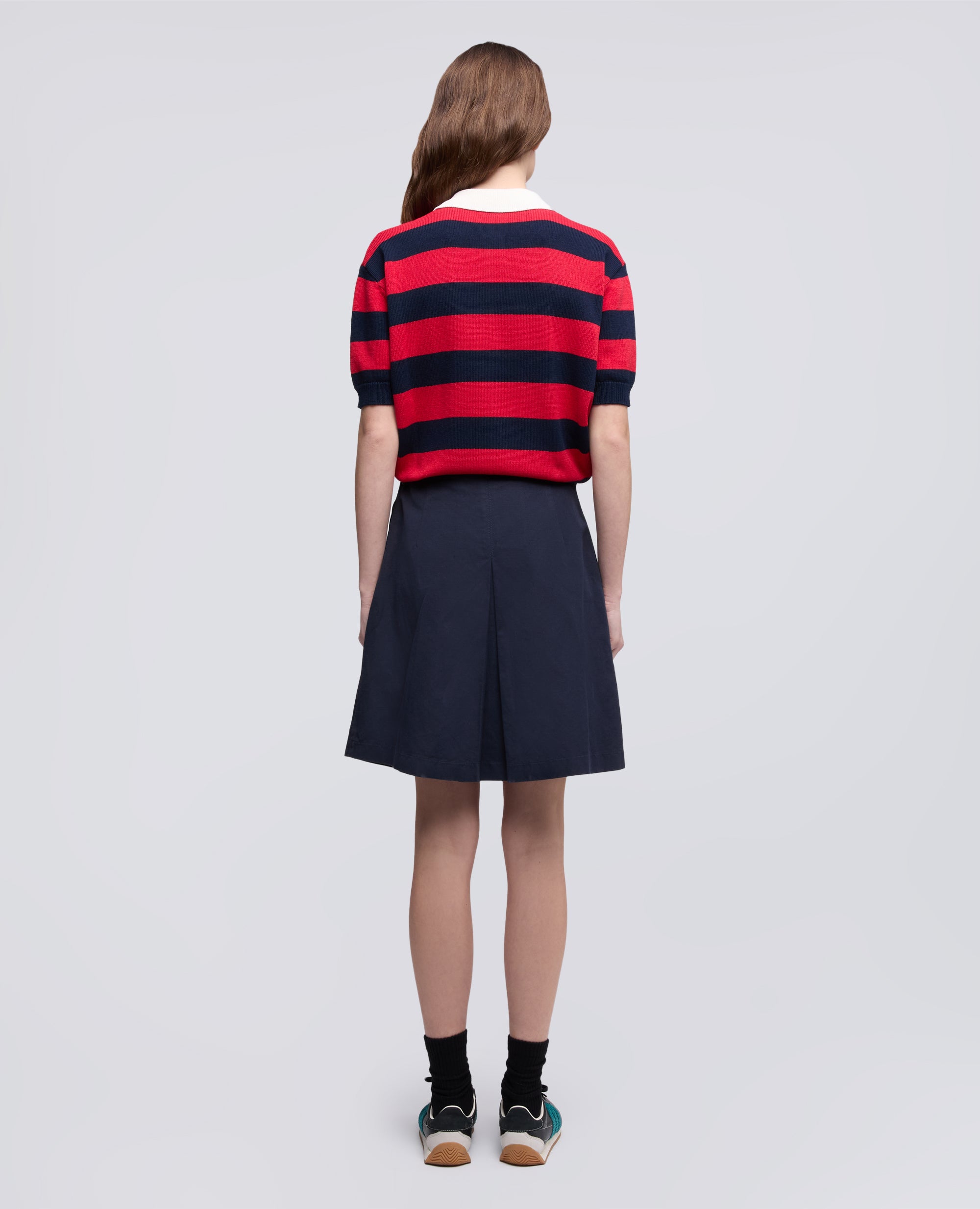 GONNA IN GABARDINE DI COTONE E LINO TINTO CAPO - BLU - ASPESI
