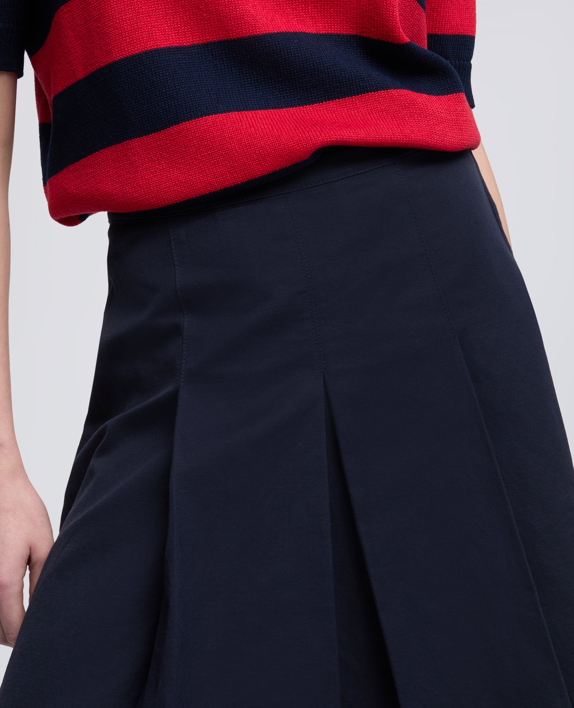 GONNA IN GABARDINE DI COTONE E LINO TINTO CAPO - BLU - ASPESI
