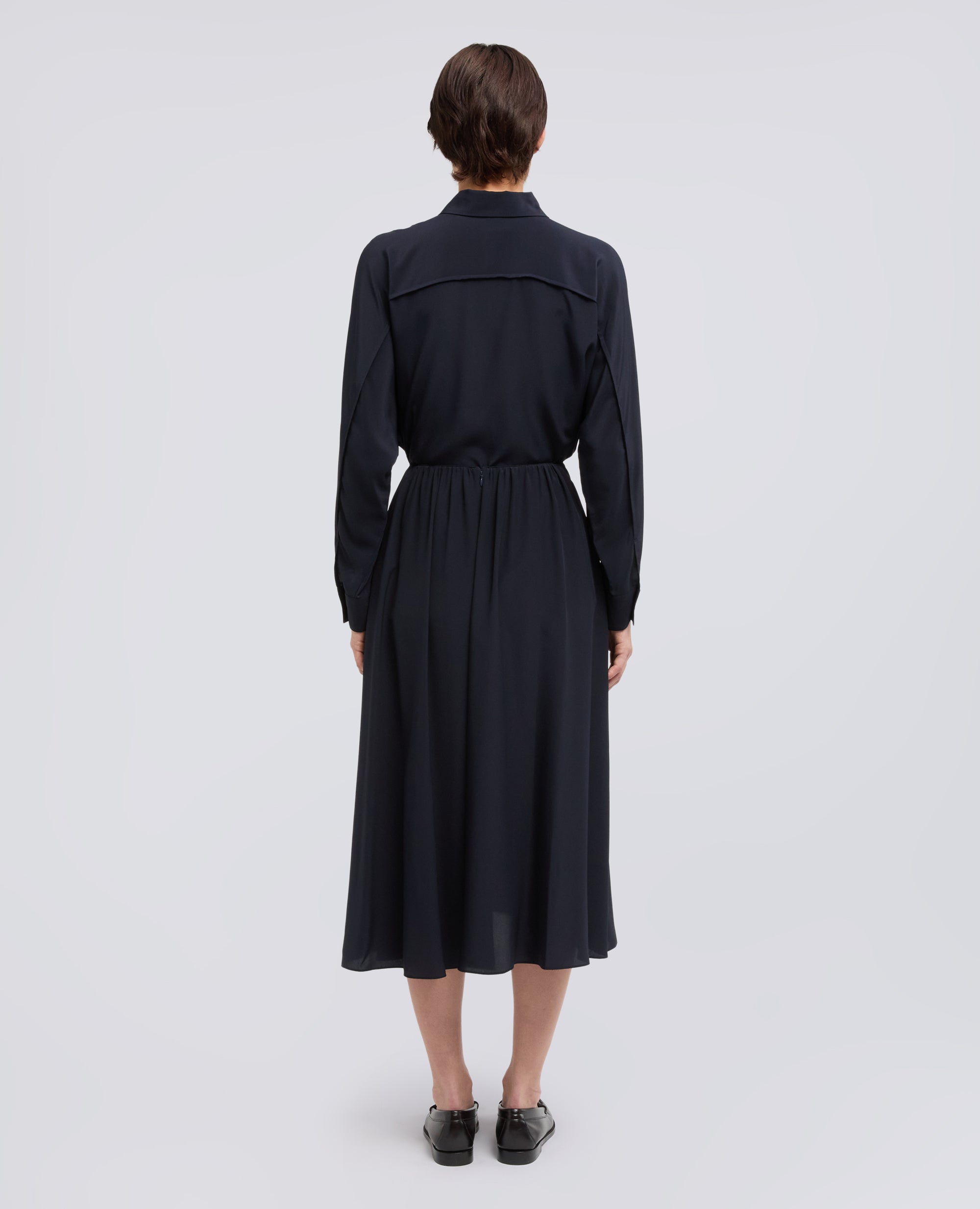 GONNA LUNGA IN CREPE DE CHINE DI SETA - BLU - ASPESI