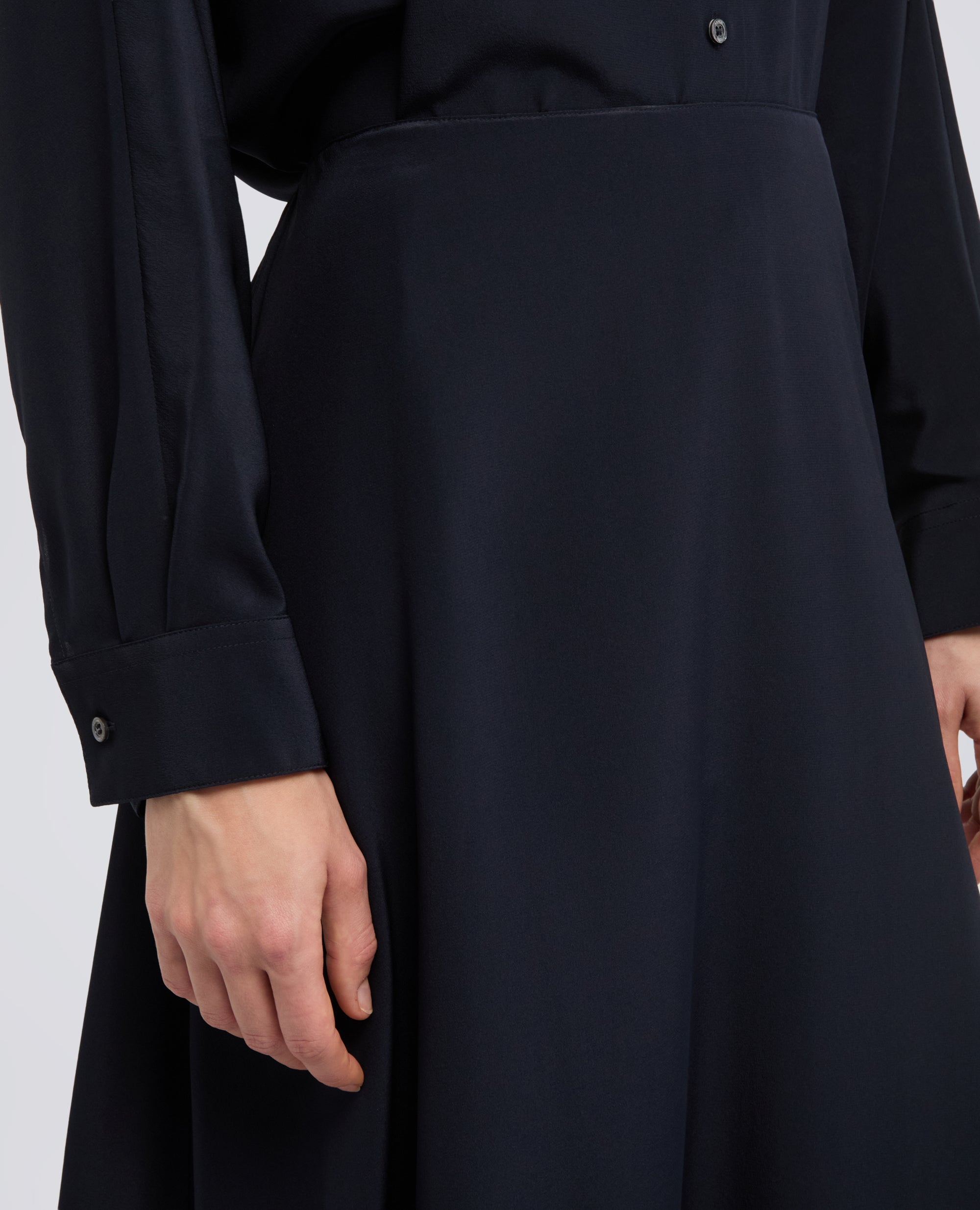 GONNA LUNGA IN CREPE DE CHINE DI SETA - BLU - ASPESI