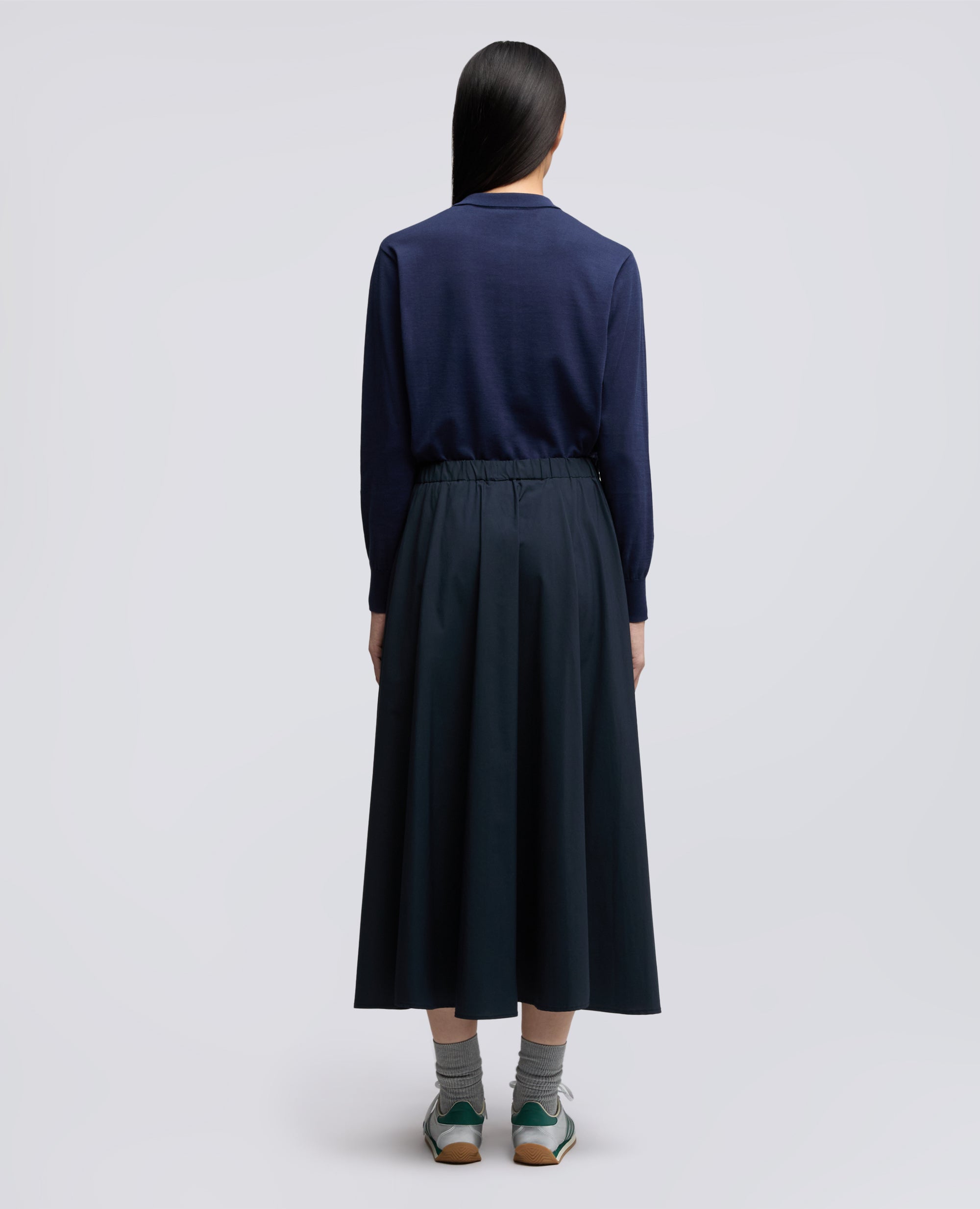 GONNA IN POPELINE COTONE E NYLON STRETCH - BLU - ASPESI