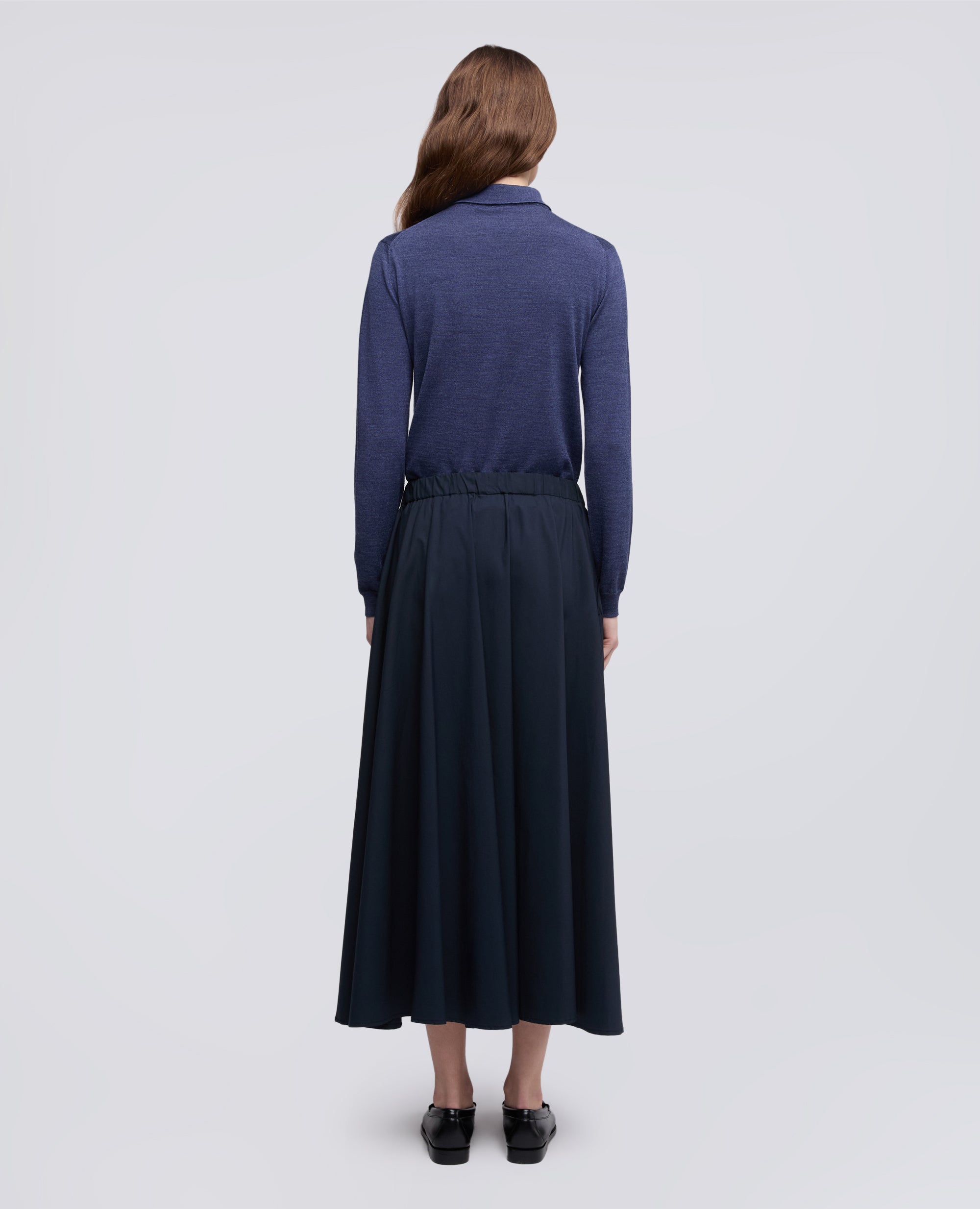 GONNA IN POPELINE COTONE E NYLON STRETCH - BLU - ASPESI