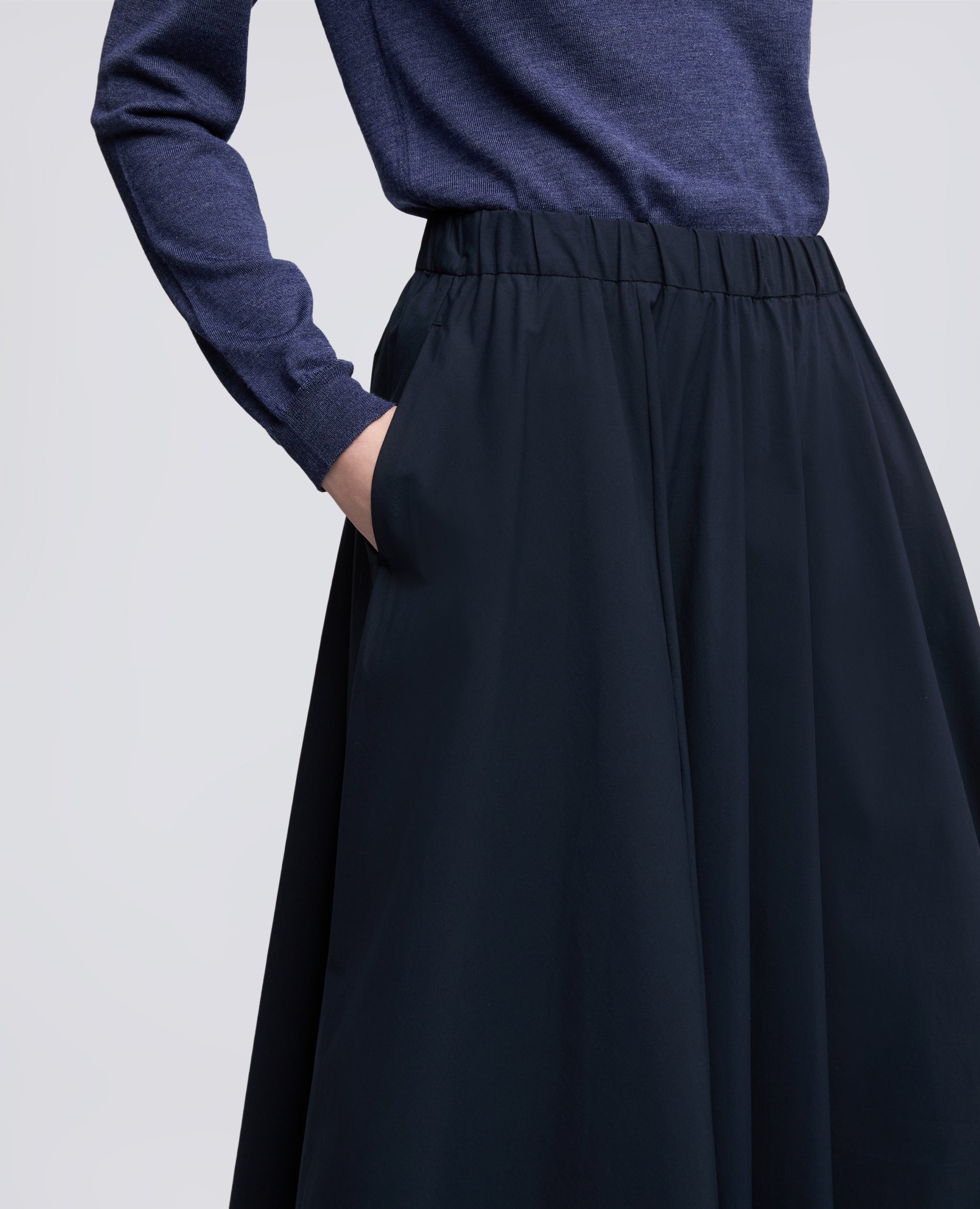 GONNA IN POPELINE COTONE E NYLON STRETCH - BLU - ASPESI