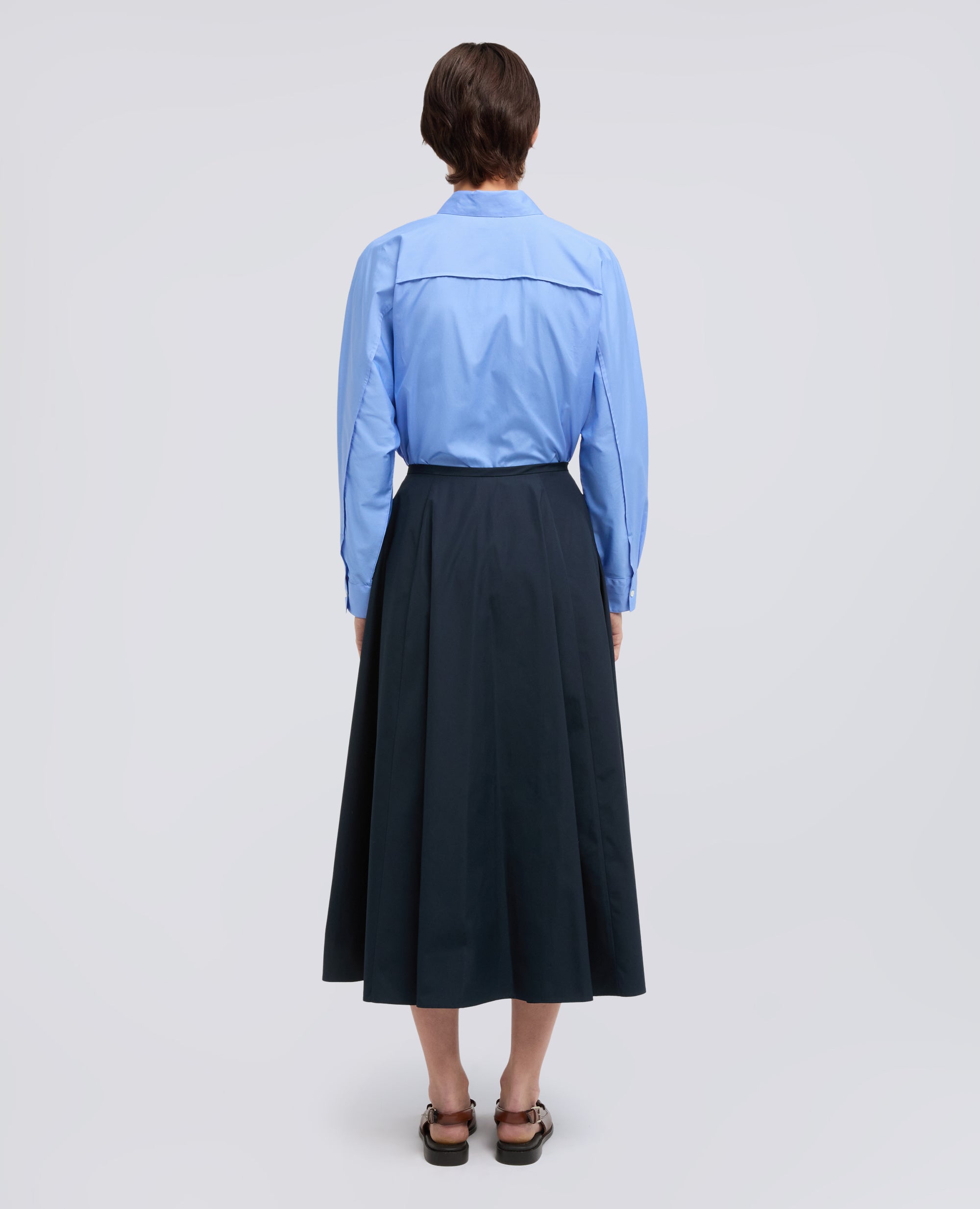 GONNA IN POPELINE COTONE - BLU - ASPESI
