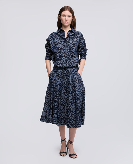 GONNA IN CHAMBRAY DI COTONE GIAPPONESE - BLU - ASPESI