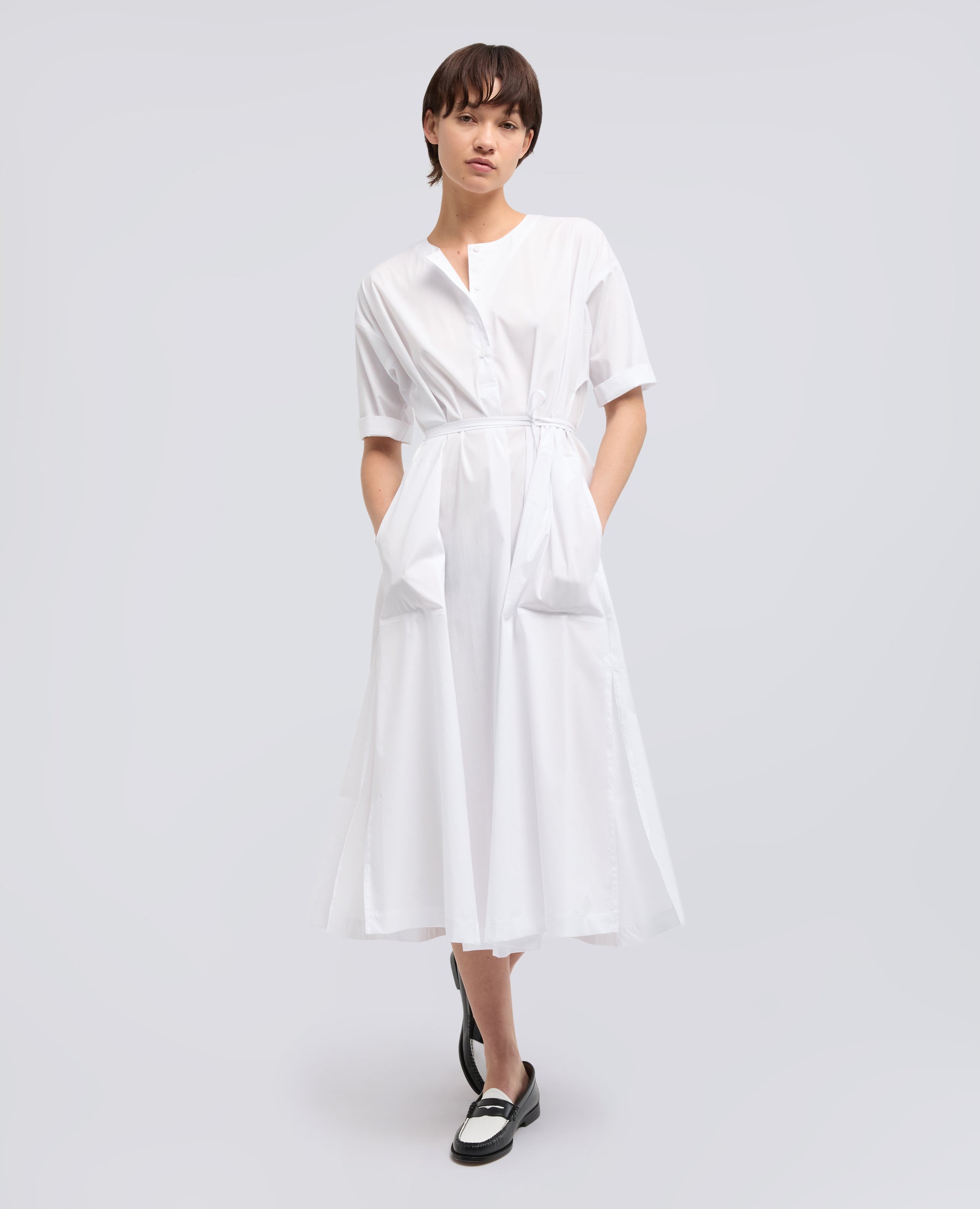 ABITO IN POPELINE DI COTONE E NYLON STRETCH - BIANCO - ASPESI