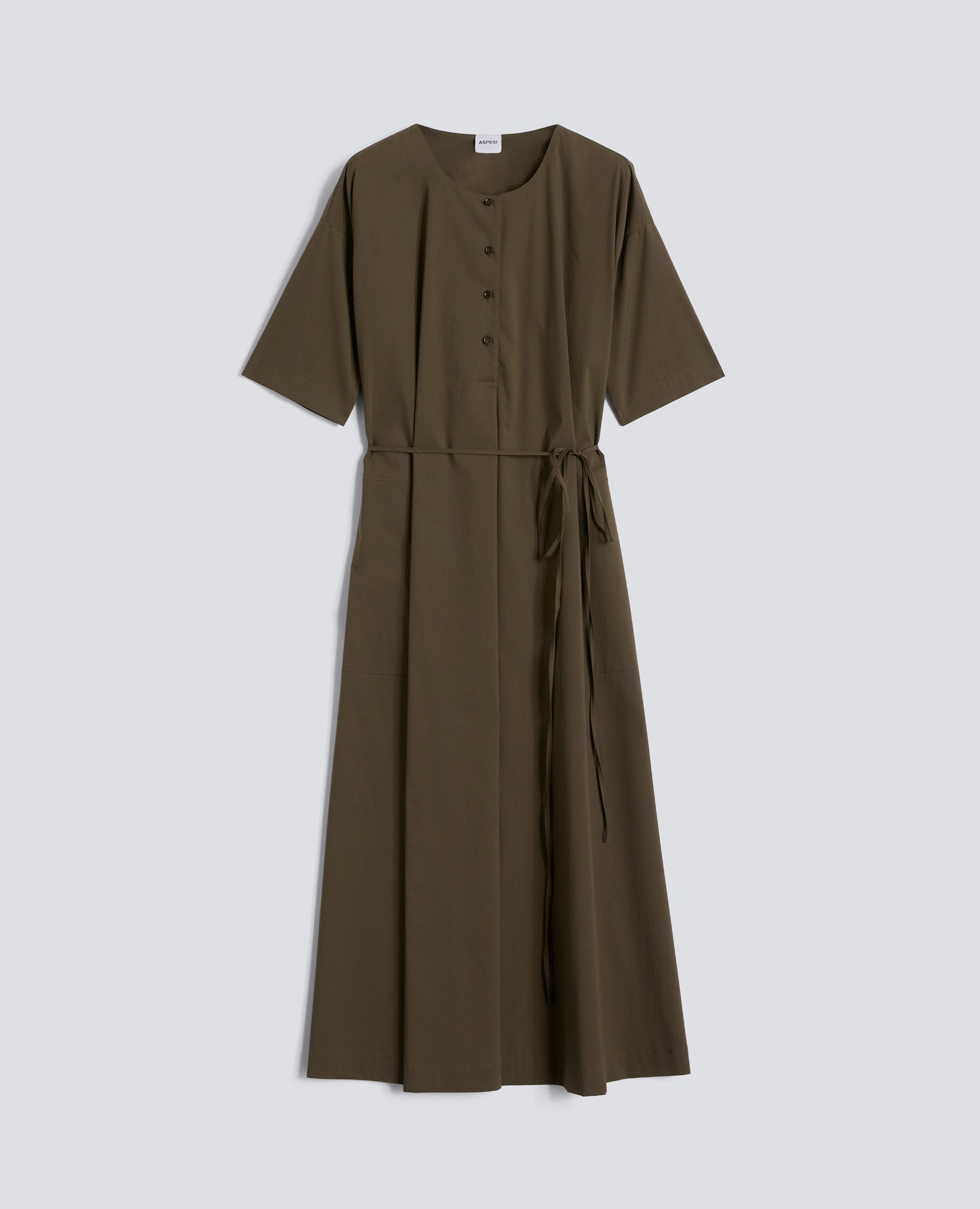 ABITO IN POPELINE DI COTONE E NYLON STRETCH - VERDE - ASPESI