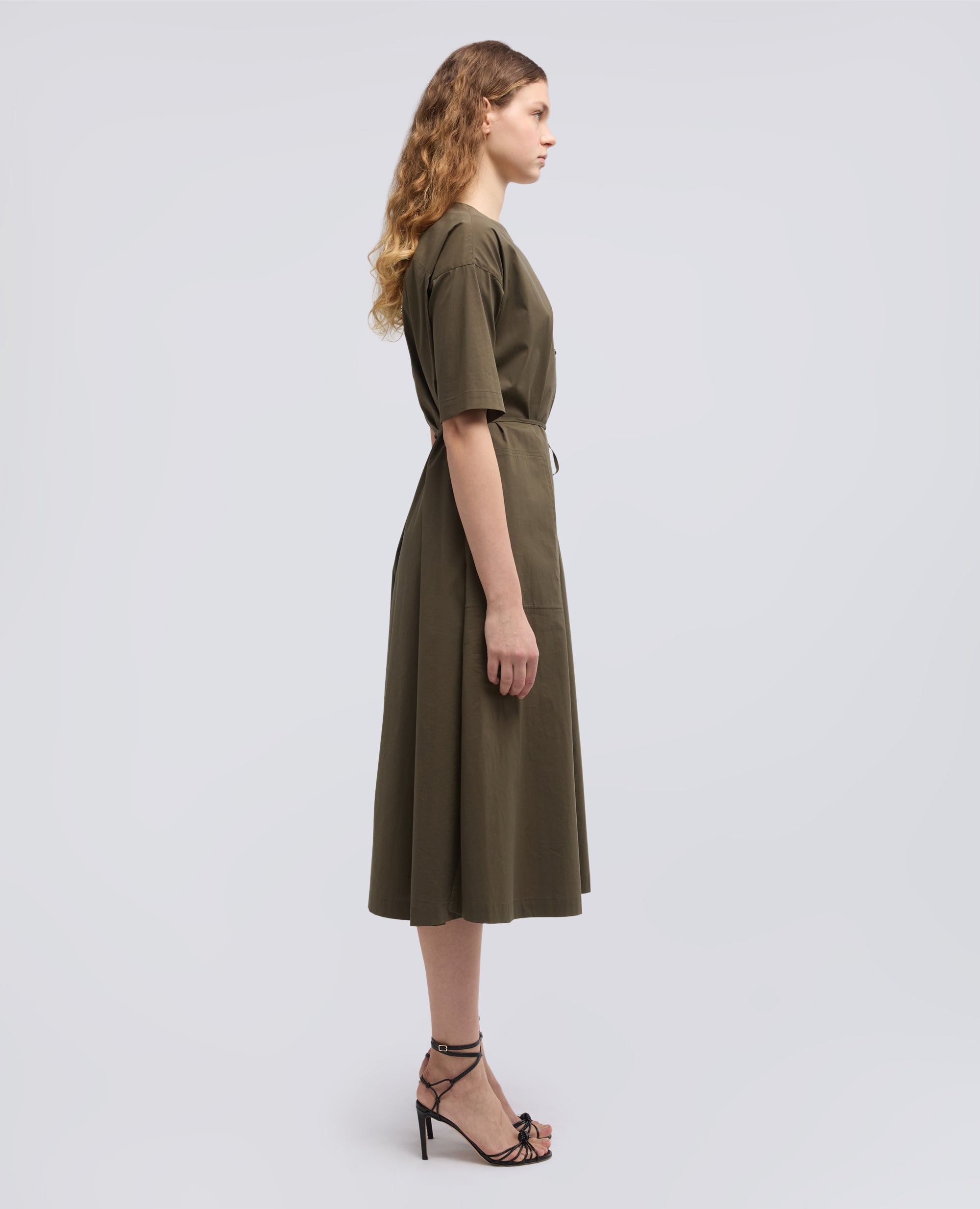 ABITO IN POPELINE DI COTONE E NYLON STRETCH - VERDE - ASPESI