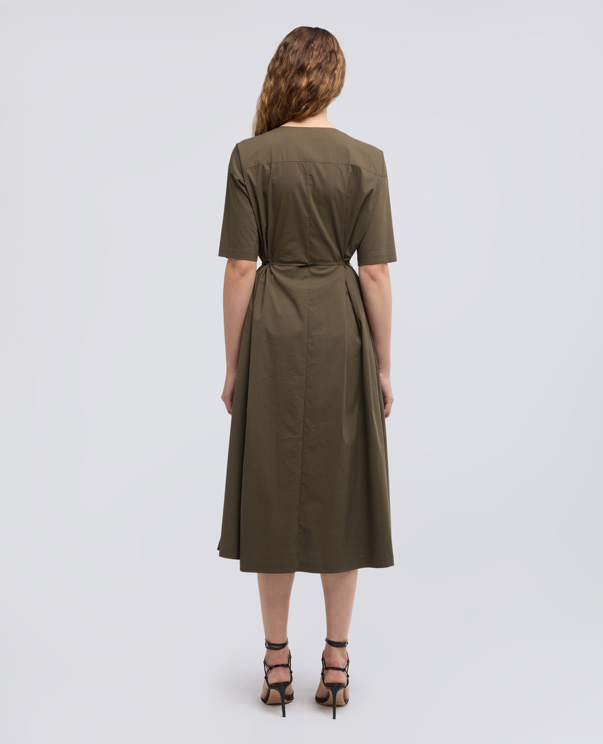 ABITO IN POPELINE DI COTONE E NYLON STRETCH - VERDE - ASPESI