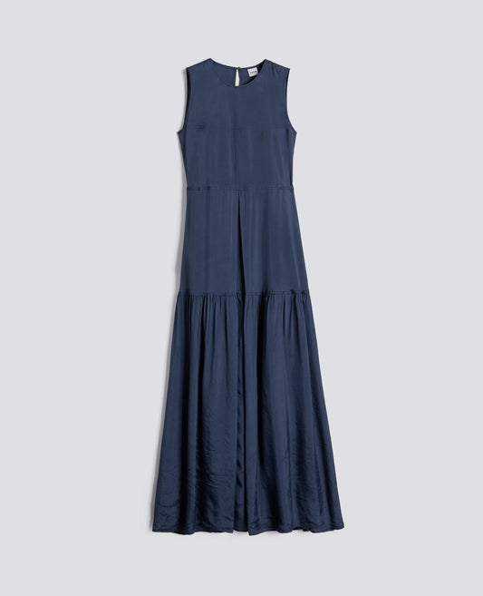 ABITO LUNGO IN TWILL DI VISCOSA FINISSAGGIO LAVATO - BLU - ASPESI