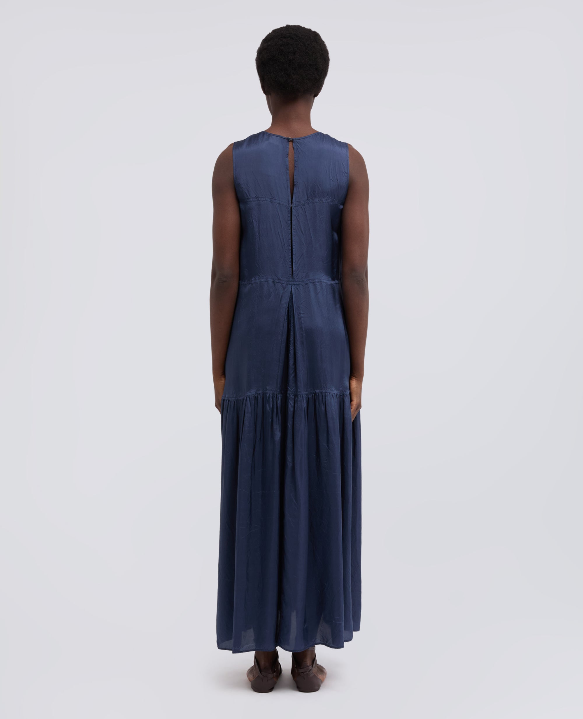 ABITO LUNGO IN TWILL DI VISCOSA FINISSAGGIO LAVATO - BLU - ASPESI
