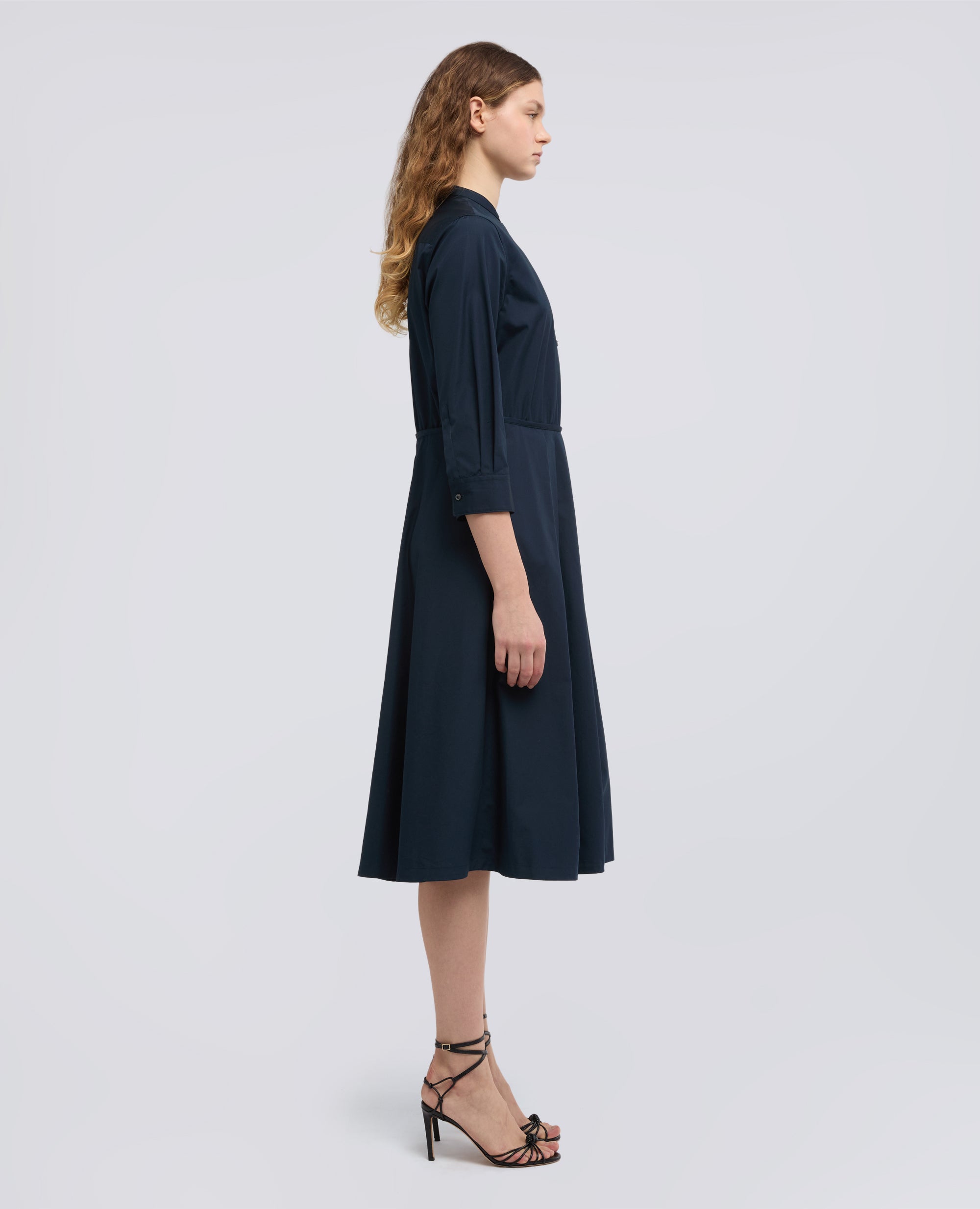 BAUMBAUM-POPLIN-KLEID - BLU - ASPESI