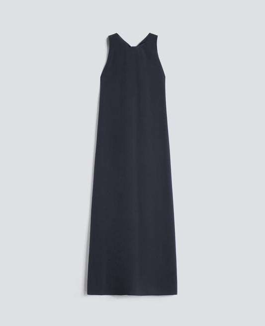 ABITO LUNGO IN CREPE DE CHINE DI SETA - BLU - ASPESI