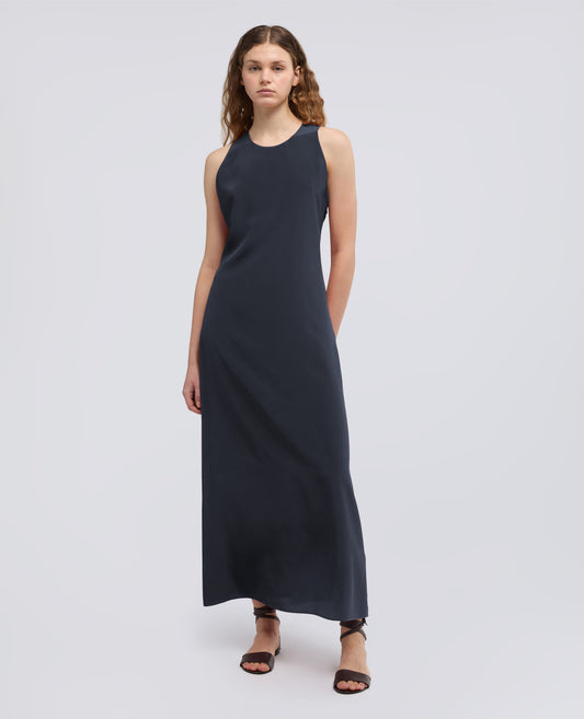 ABITO LUNGO IN CREPE DE CHINE DI SETA - BLU - ASPESI