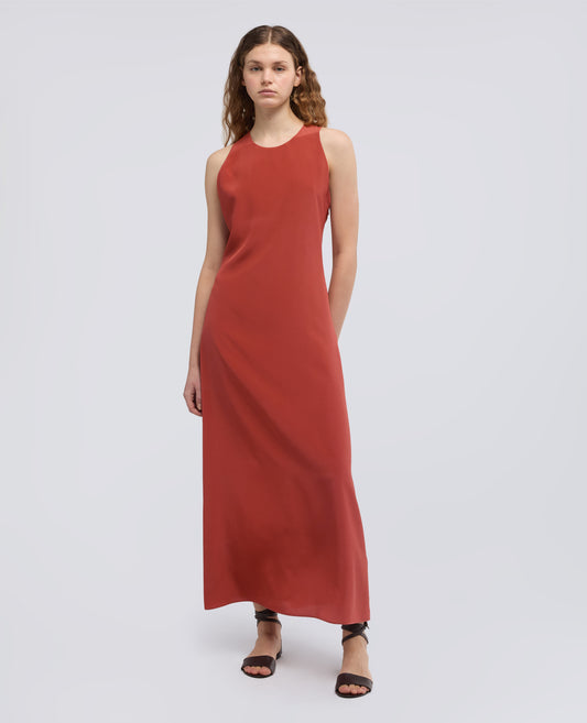 ABITO LUNGO IN CREPE DE CHINE DI SETA - ARANCIO - ASPESI