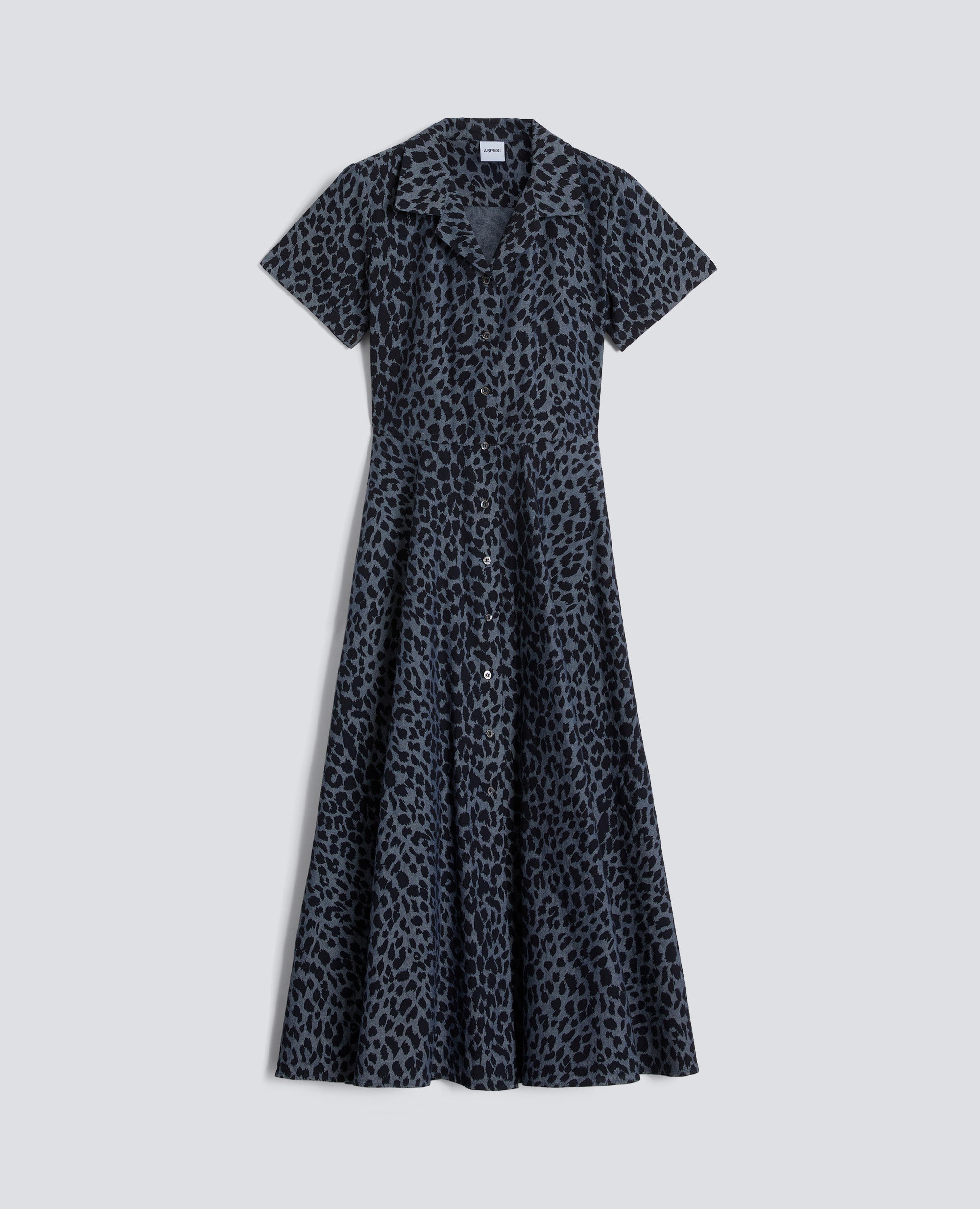 ABITO IN CHAMBRAY DI COTONE GIAPPONESE STAMPATO - BLU - ASPESI