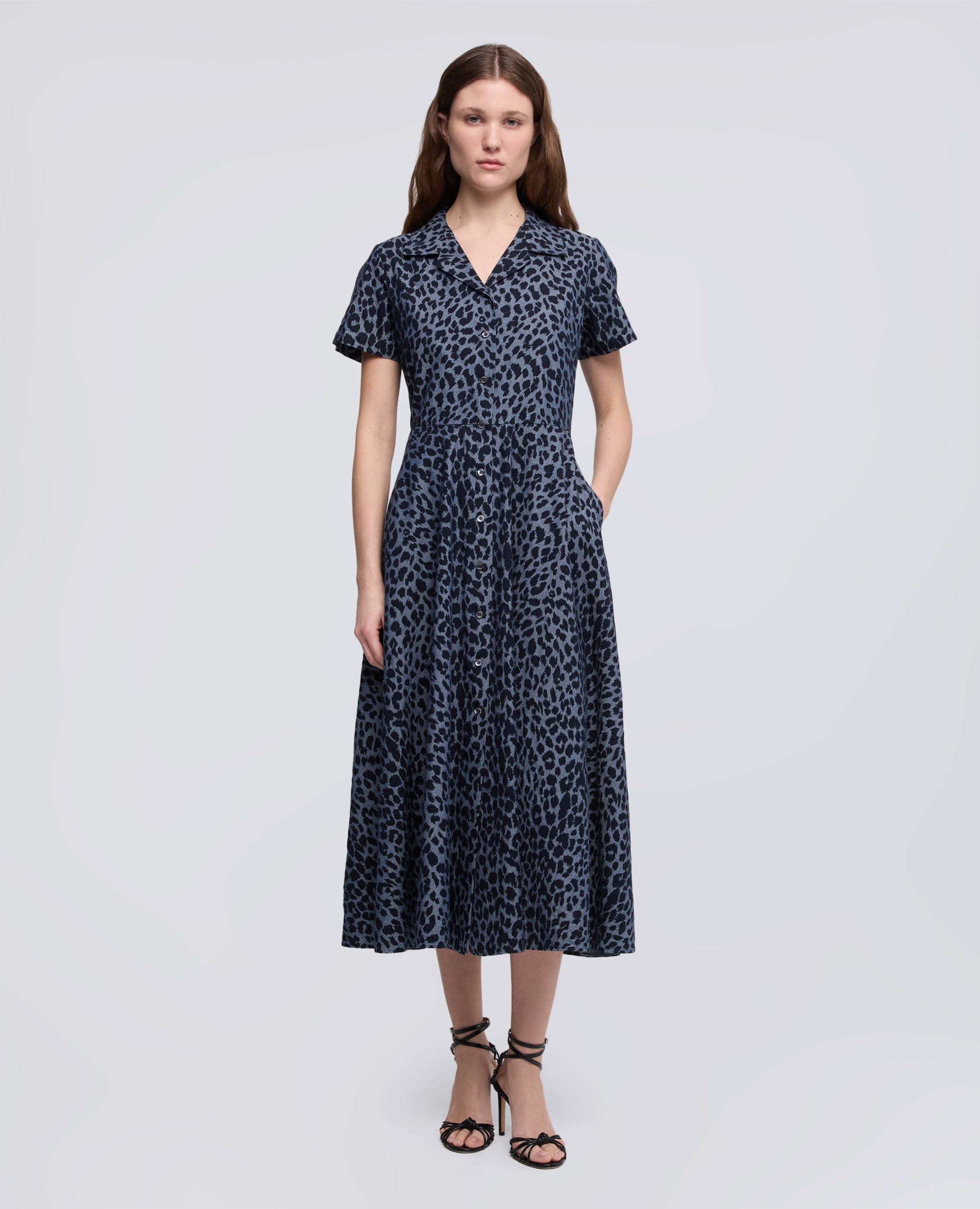 ABITO IN CHAMBRAY DI COTONE GIAPPONESE STAMPATO - BLU - ASPESI