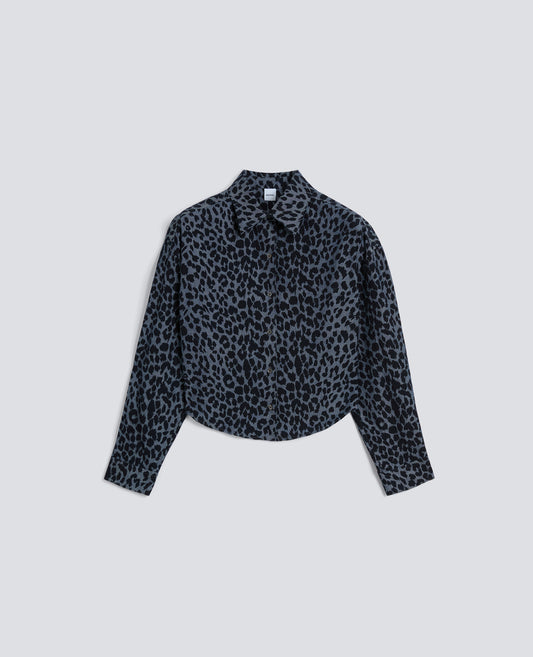 CAMICIA IN CHAMBRAY DI COTONE GIAPPONESE STAMPATO - BLU - ASPESI