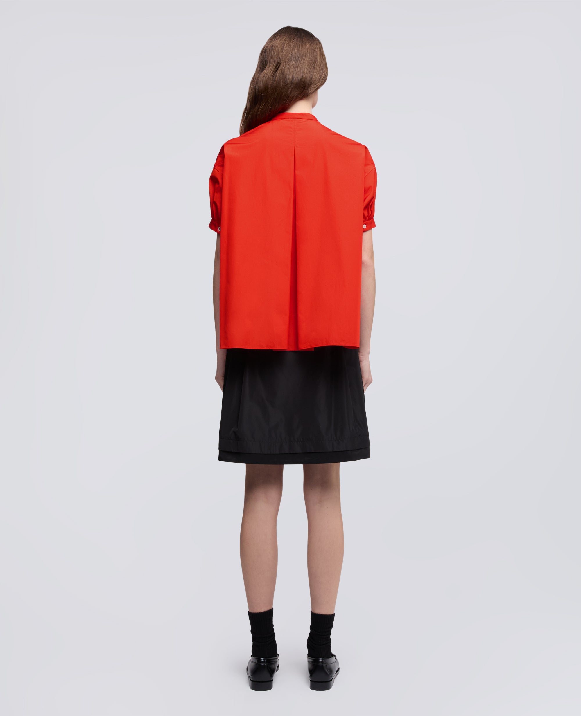 CAMICIA IN POPELINE DI PURO COTONE CON COLLO ALLA COREANA - ROSSO - ASPESI