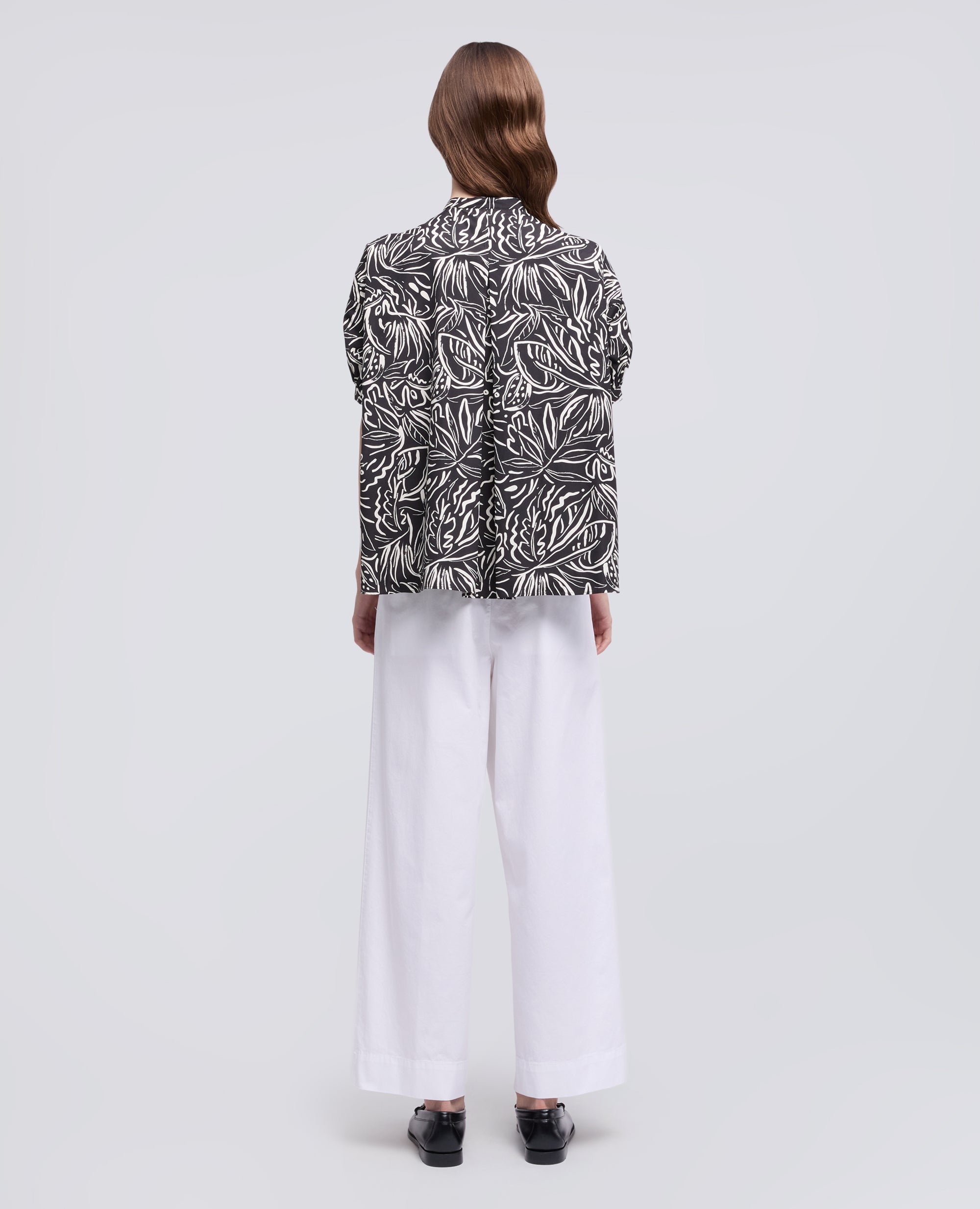 CAMICIA IN POPELINE DI COTONE CON COLLO ALLA COREANA - NERO - ASPESI