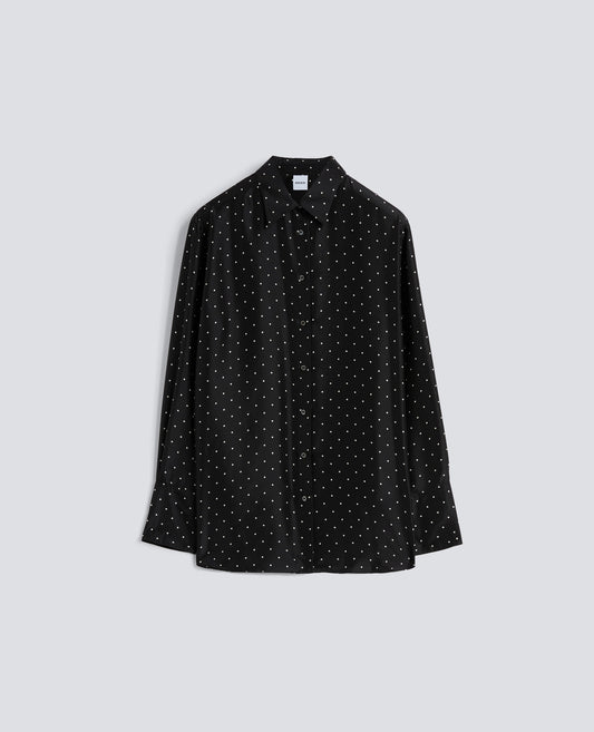 CAMICIA IN HABUTAI DI SETA A POIS - NERO - ASPESI
