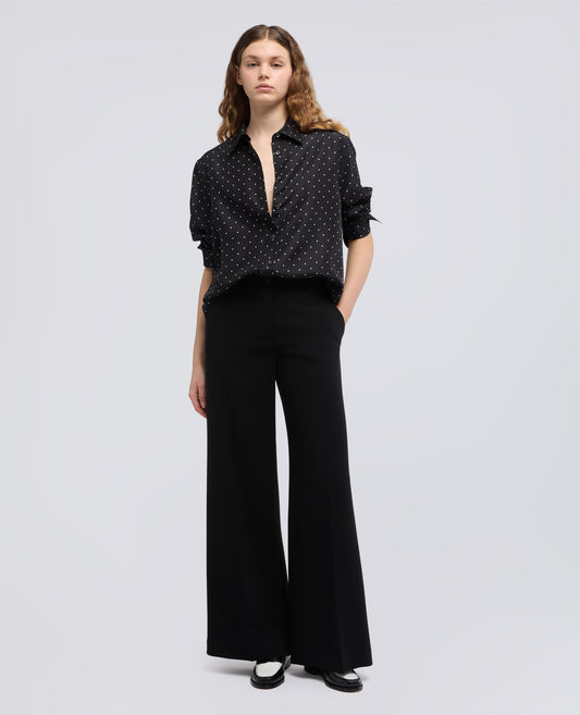 CAMICIA IN HABUTAI DI SETA A POIS - NERO - ASPESI