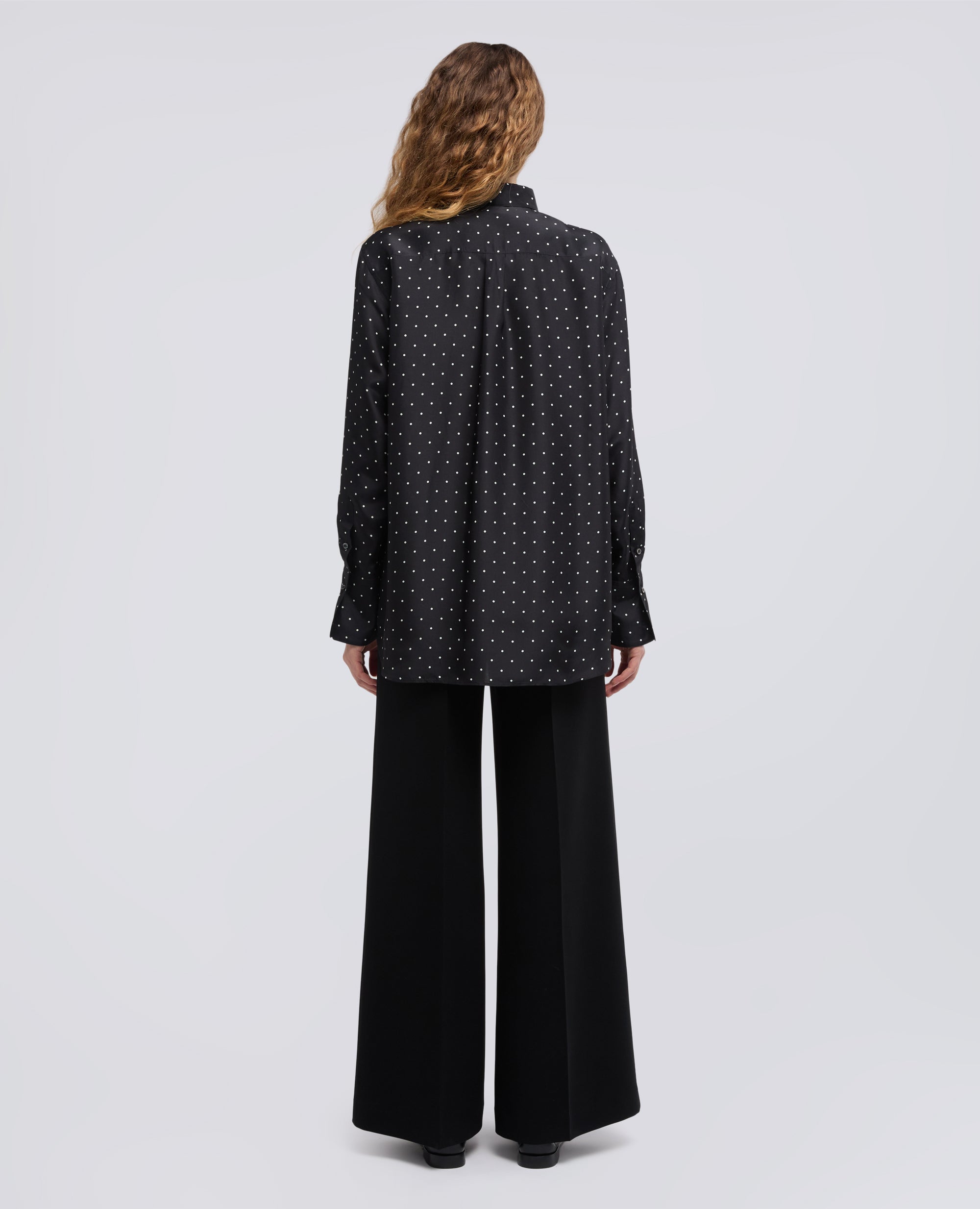 CAMICIA IN HABUTAI DI SETA A POIS - NERO - ASPESI