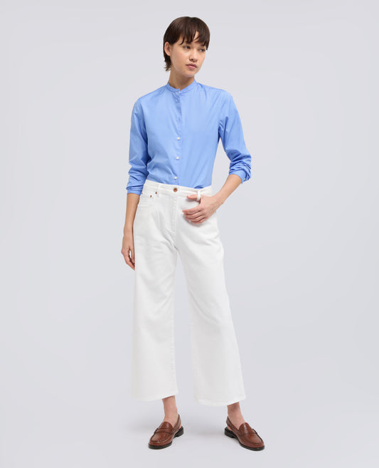 CAMICIA CLASSICA IN POPELINE DI COTONE CON COLLO ALLA COREANA - AZZURRO - ASPESI