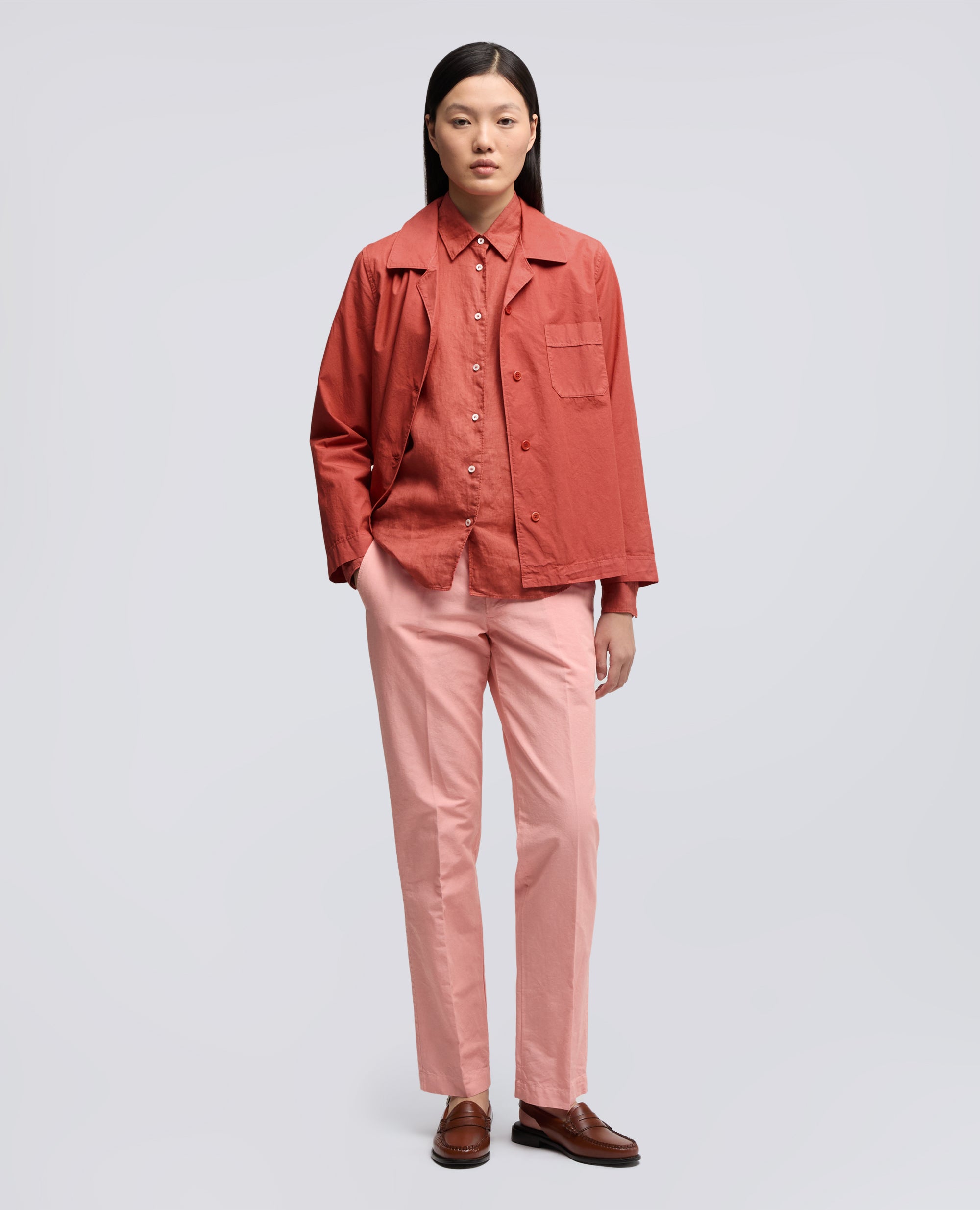CAMICIA CLASSICA IN LINO LEGGERO TINTO CAPO - ARANCIO - ASPESI