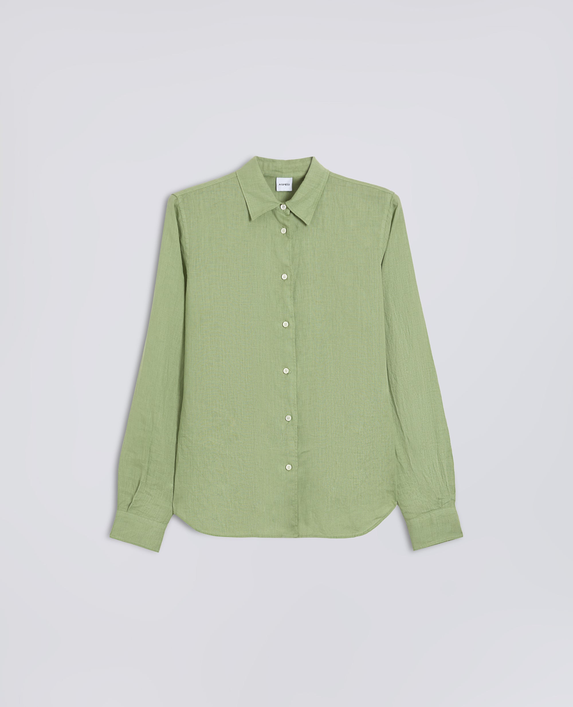 CAMICIA CLASSICA IN LINO LEGGERO TINTO CAPO - VERDE - ASPESI