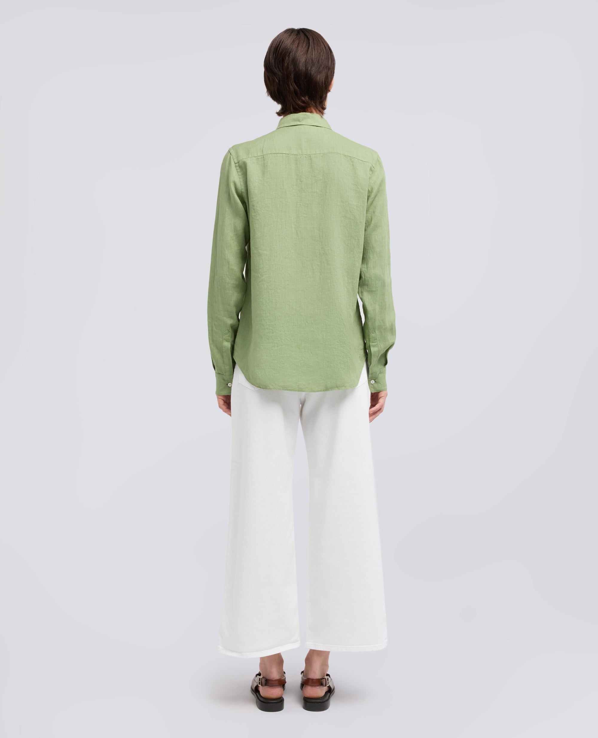 CAMICIA CLASSICA IN LINO LEGGERO TINTO CAPO - VERDE - ASPESI