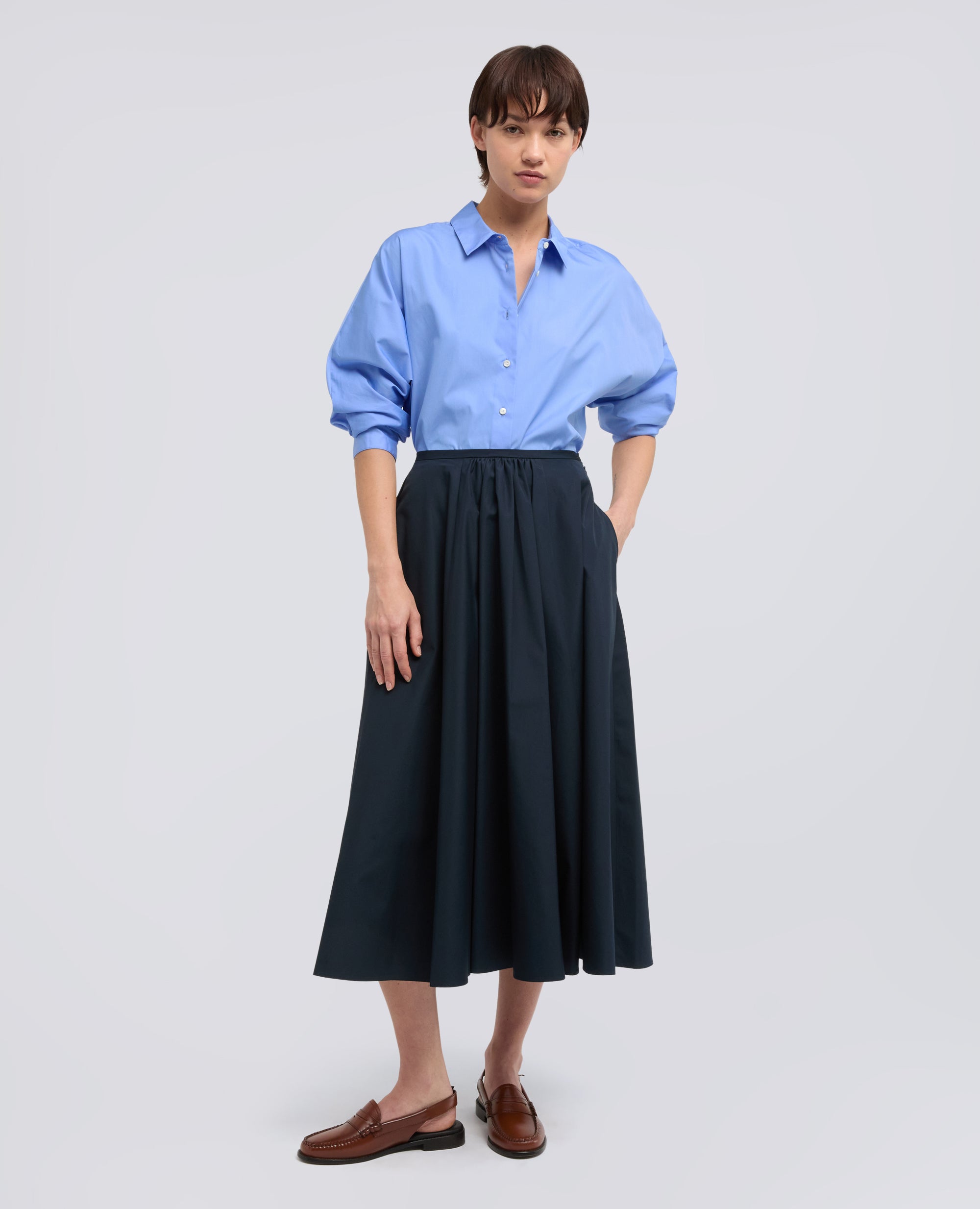 CAMICIA IN POPELINE DI COTONE - AZZURRO - ASPESI