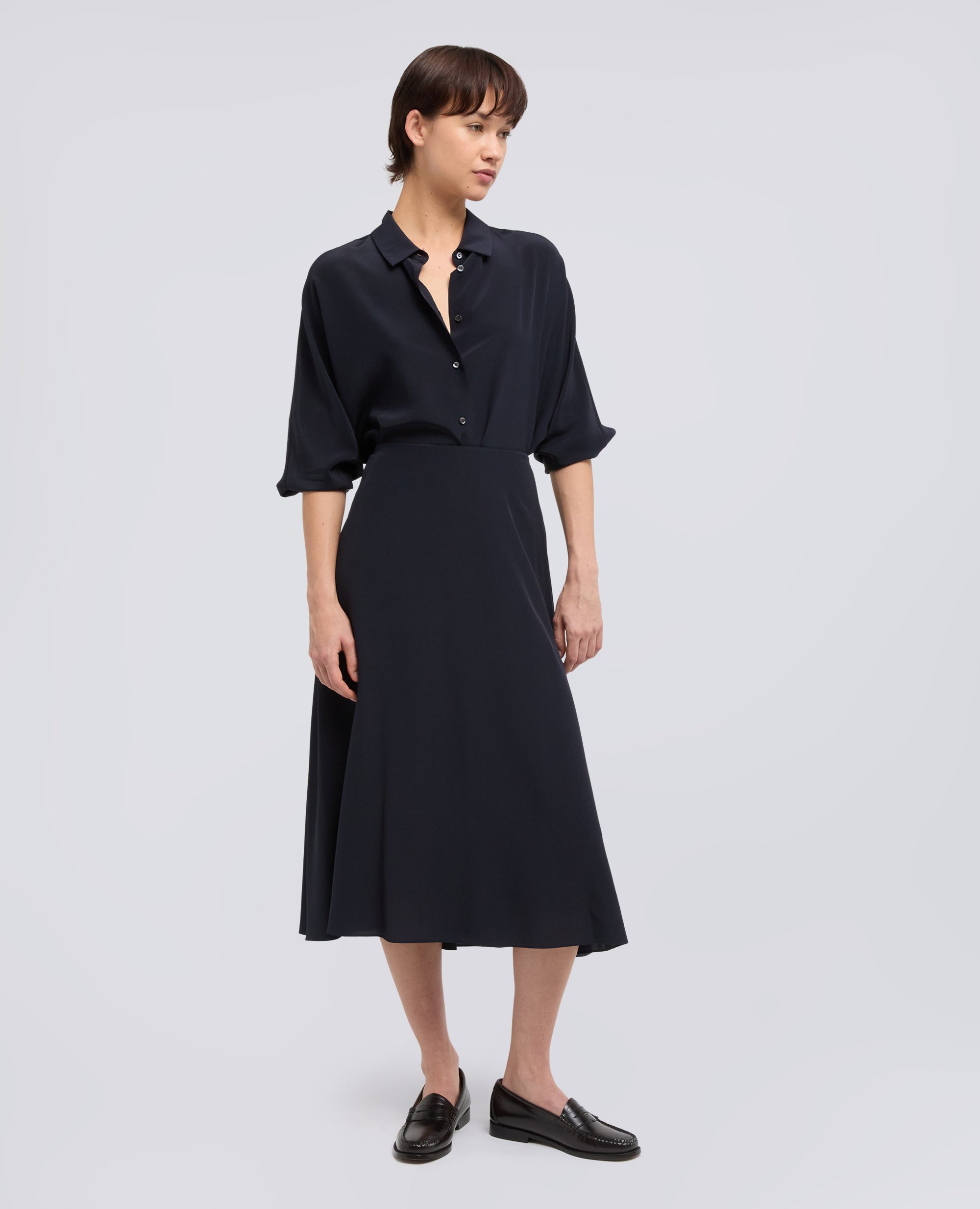 CAMICIA IN CREPE DE CHINE DI SETA - BLU - ASPESI