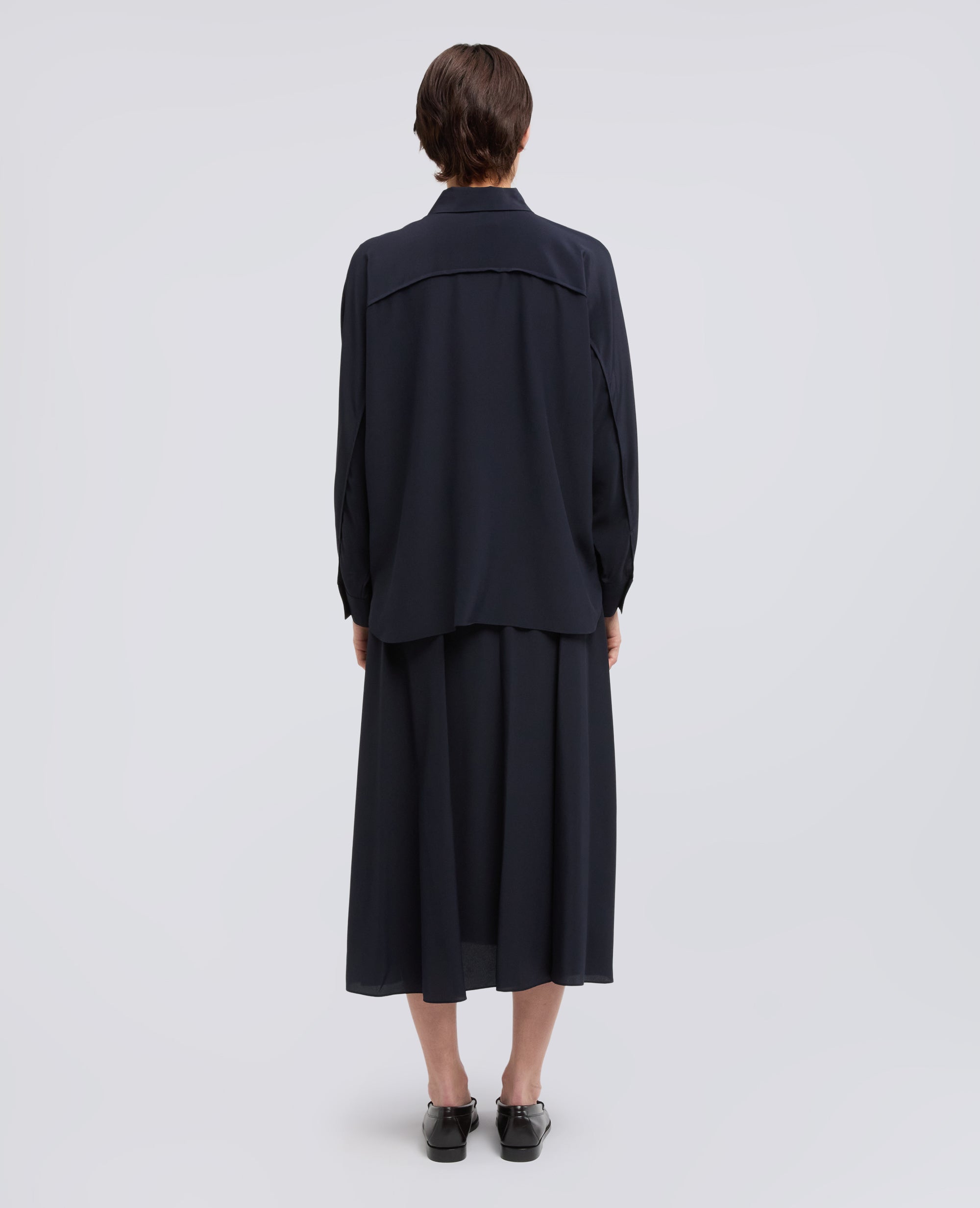 CAMICIA IN CREPE DE CHINE DI SETA - BLU - ASPESI