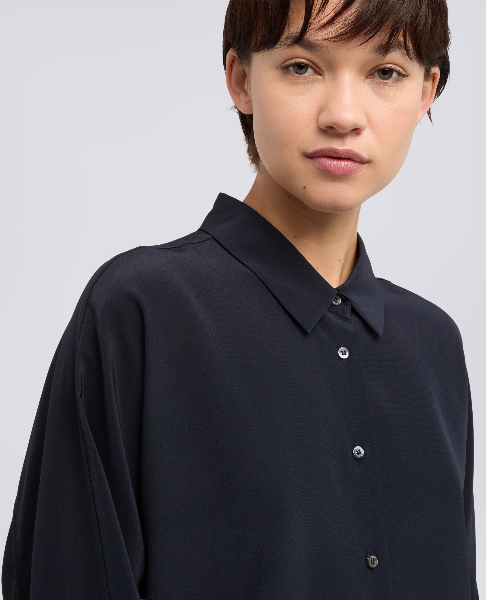 CAMICIA IN CREPE DE CHINE DI SETA - BLU - ASPESI
