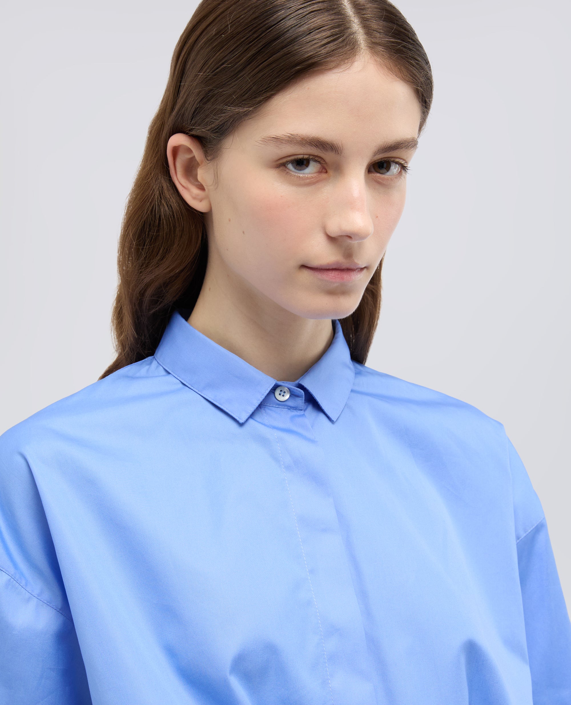 CAMICIA IN POPELINE DI COTONE - AZZURRO - ASPESI