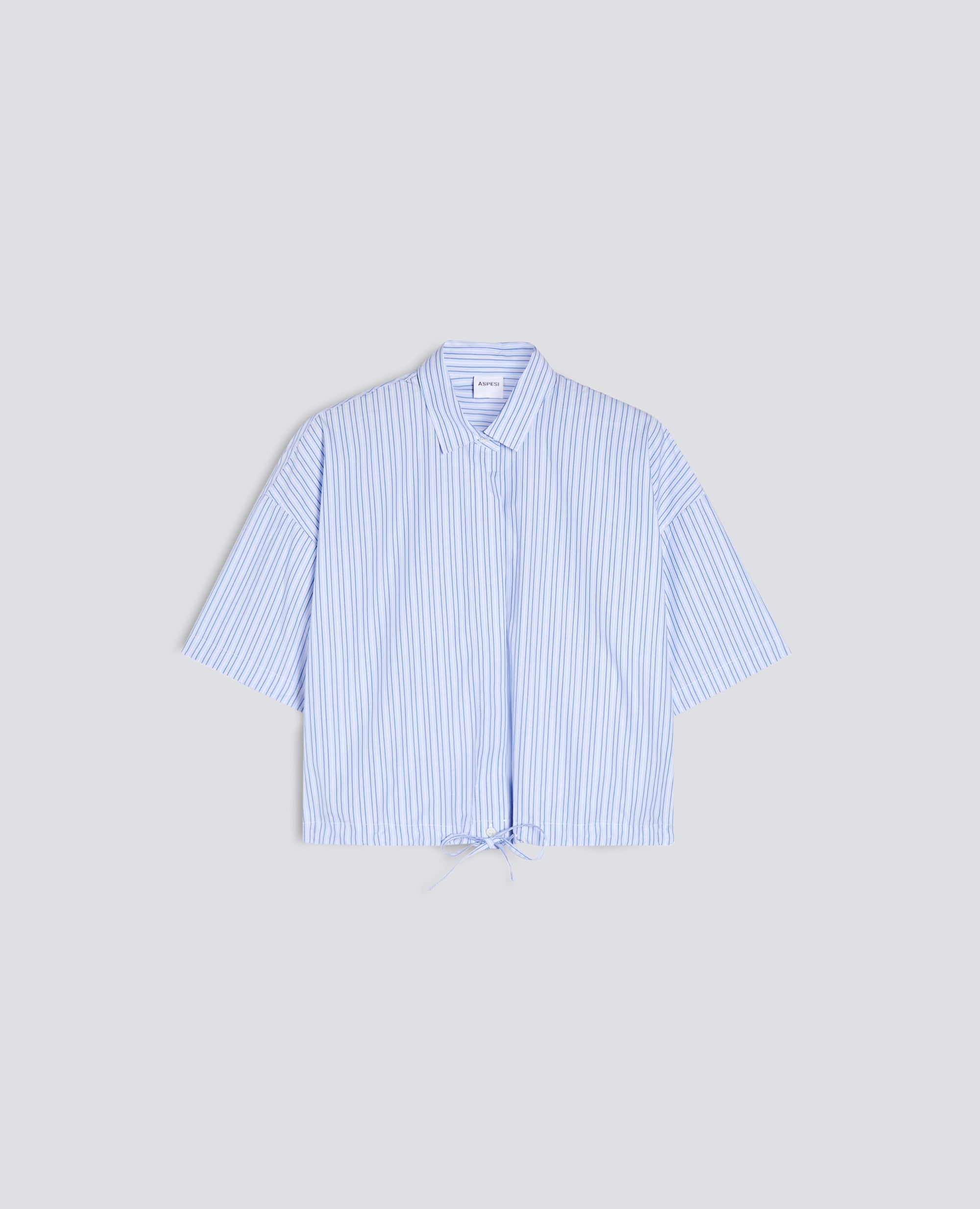CAMICIA IN POPELINE DI COTONE A RIGHE - BLU - ASPESI