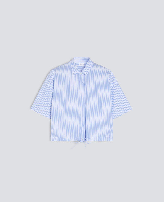 CAMICIA IN POPELINE DI COTONE A RIGHE - BLU - ASPESI
