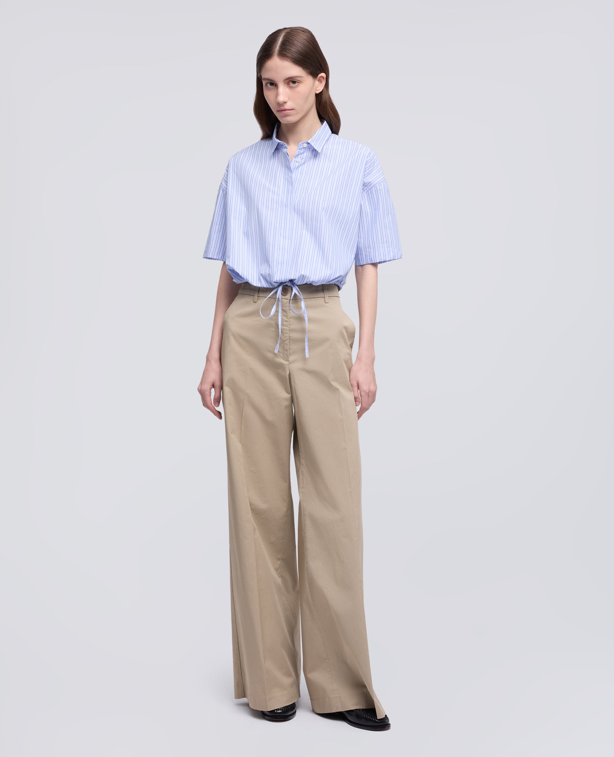 CAMICIA IN POPELINE DI COTONE A RIGHE - BLU - ASPESI