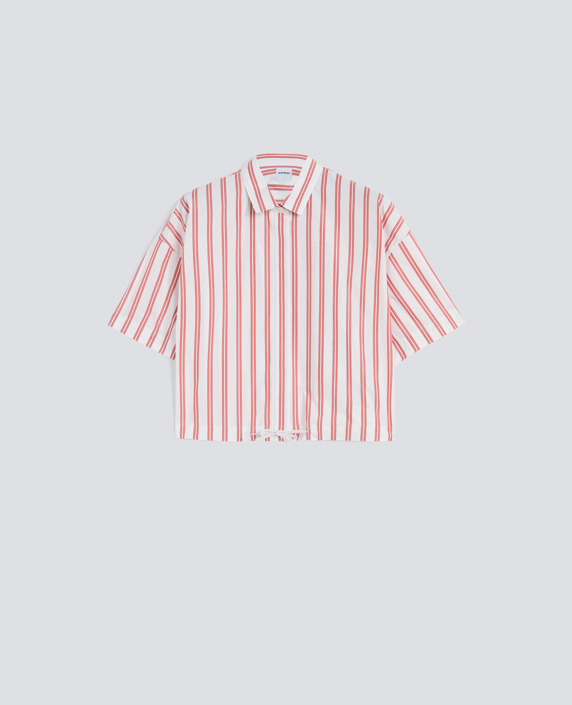 CAMICIA IN POPELINE DI COTONE A RIGHE - ROSSO - ASPESI