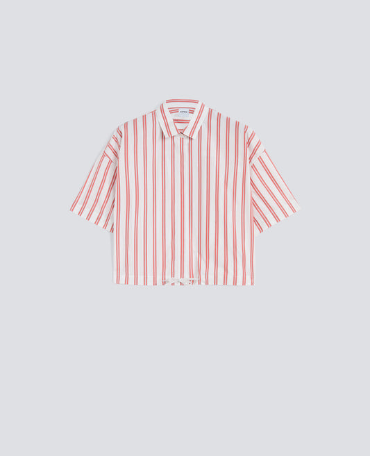 CAMICIA IN POPELINE DI COTONE A RIGHE - ROSSO - ASPESI