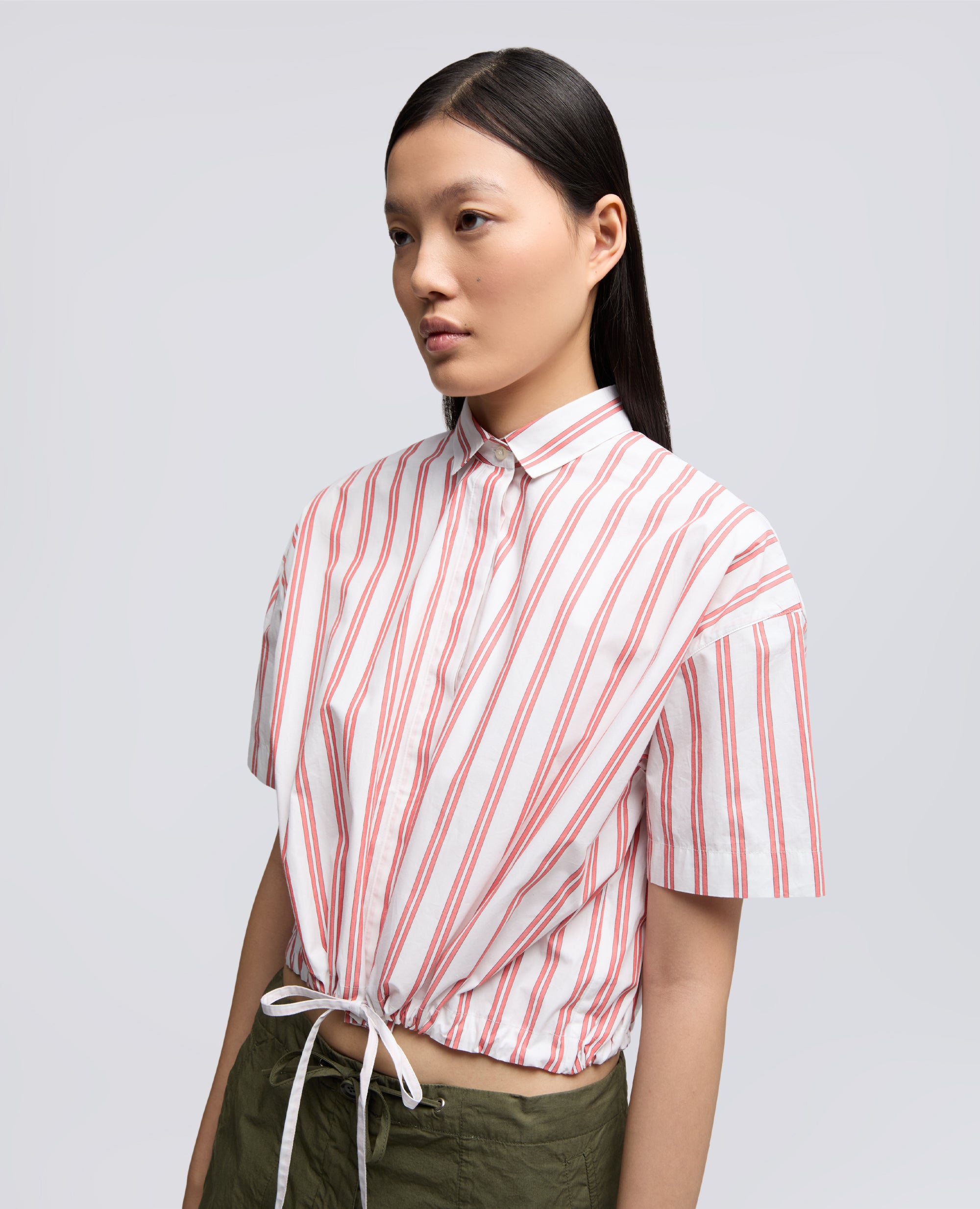 CAMICIA IN POPELINE DI COTONE A RIGHE - ROSSO - ASPESI