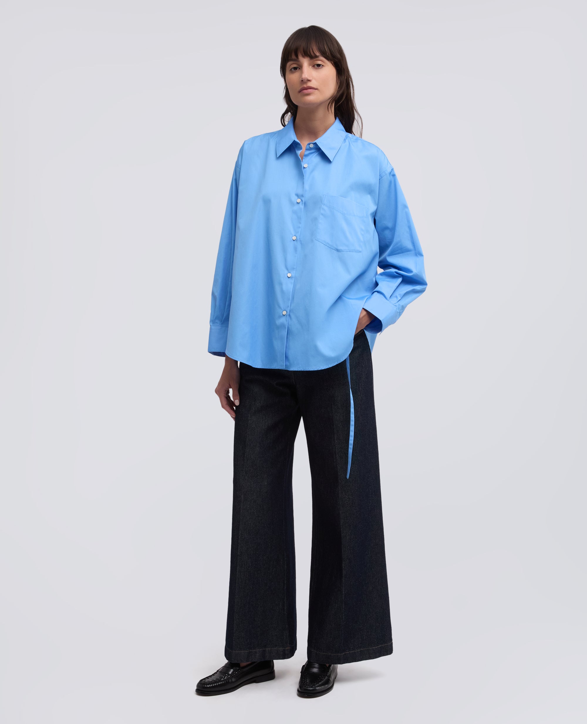 CAMICIA IN POPELINE DI COTONE - AZZURRO - ASPESI