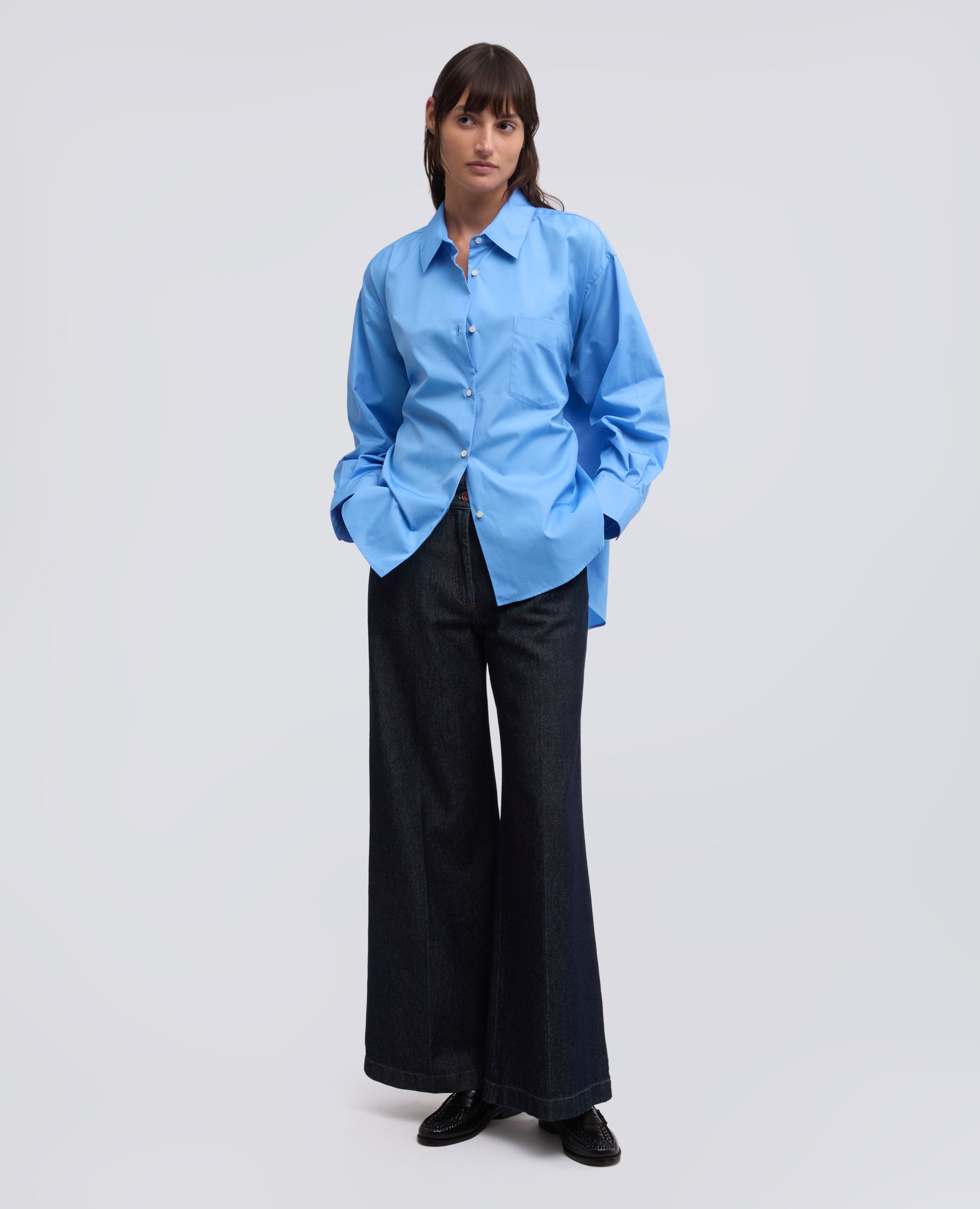 CAMICIA IN POPELINE DI COTONE - AZZURRO - ASPESI
