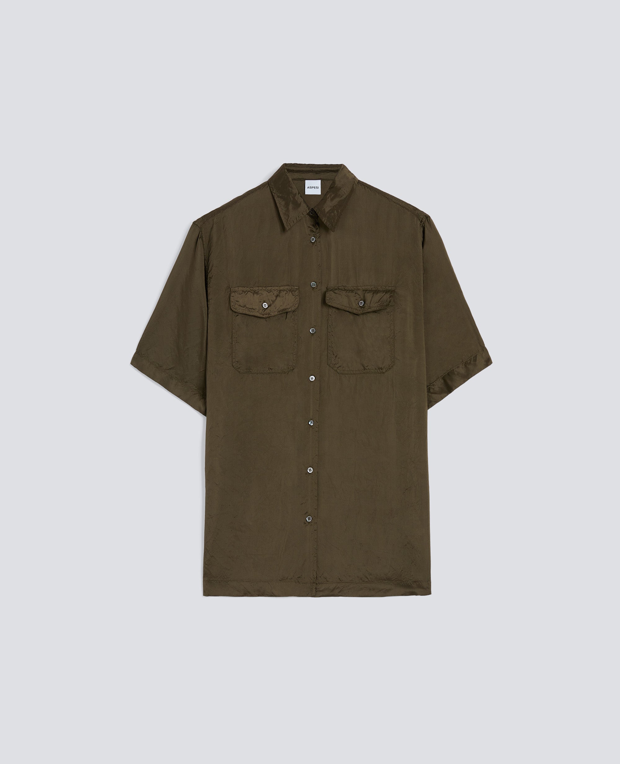 CAMICIA LUNGA IN TWILL DI VISCOSA FINISSAGGIO LAVATO - VERDE - ASPESI